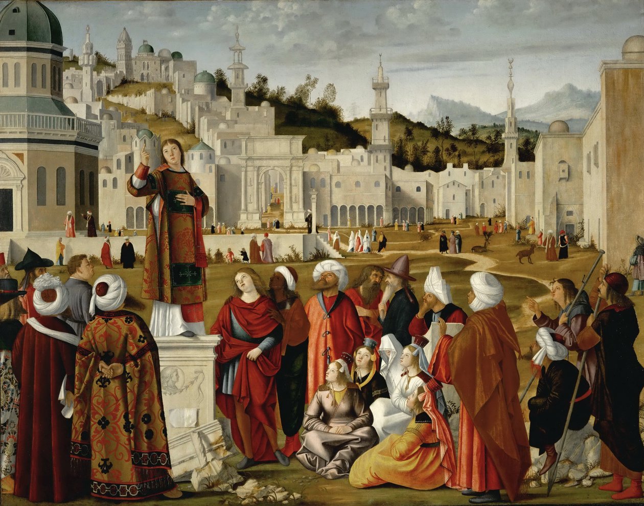 Szent István jeruzsálemi prédikációja alkotó: Vittore Carpaccio