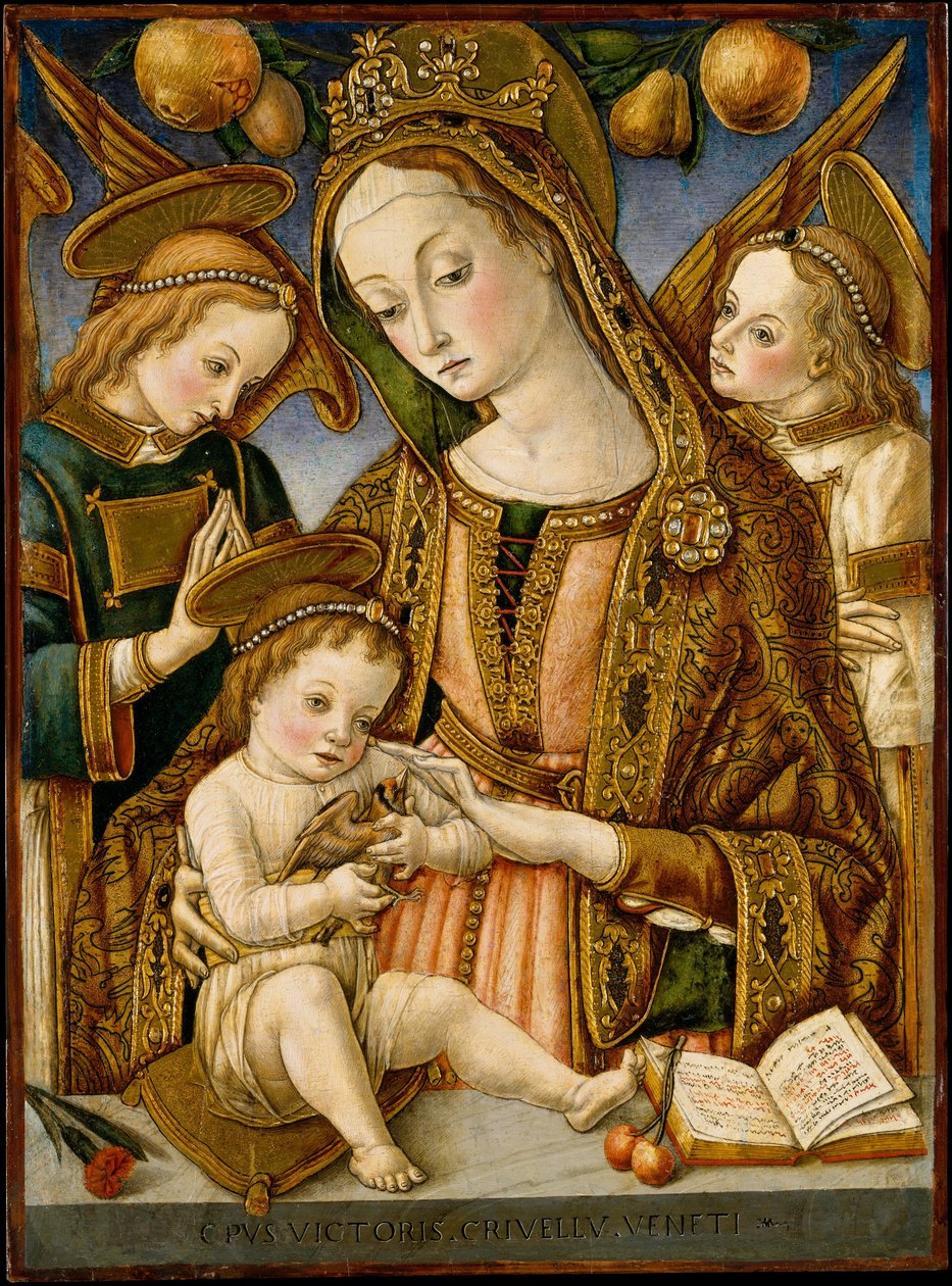 Madonna és gyermek két angyallal, kb. 1481-82. alkotó: Vittore Crivelli