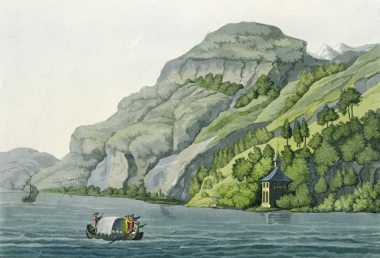 Tell William kápolnája, a "Különféle nemzetek szokásai" című könyvből, 1800-1818 körül (színes metszet) alkotó: Vittorio Raineri