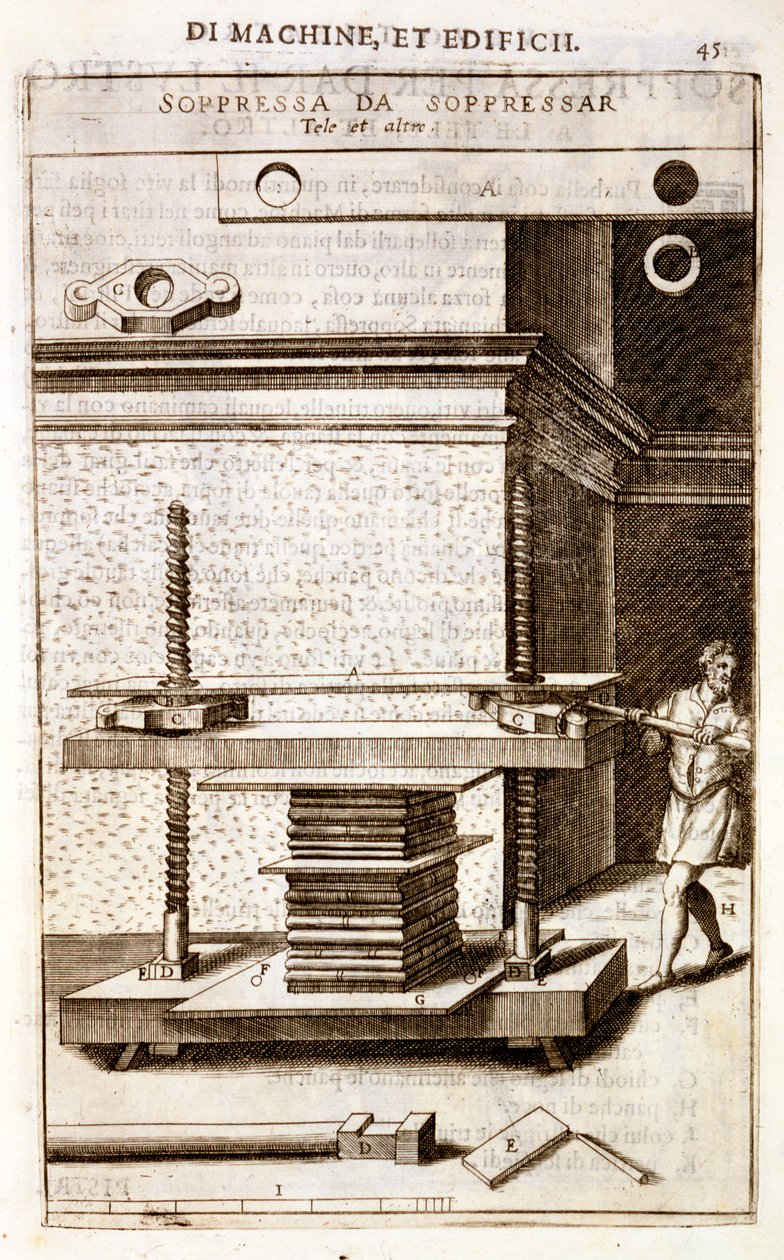Könyvnyomda fóliós könyvekhez, 1607 alkotó: Vittorio Zonca