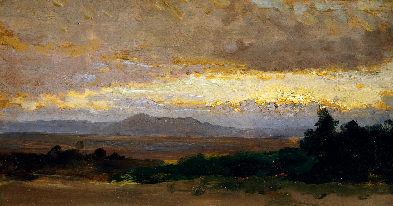 Tájkép, Vittorio Avondo (1836-1910), olajtábla alkotó: Vittorio Avondo