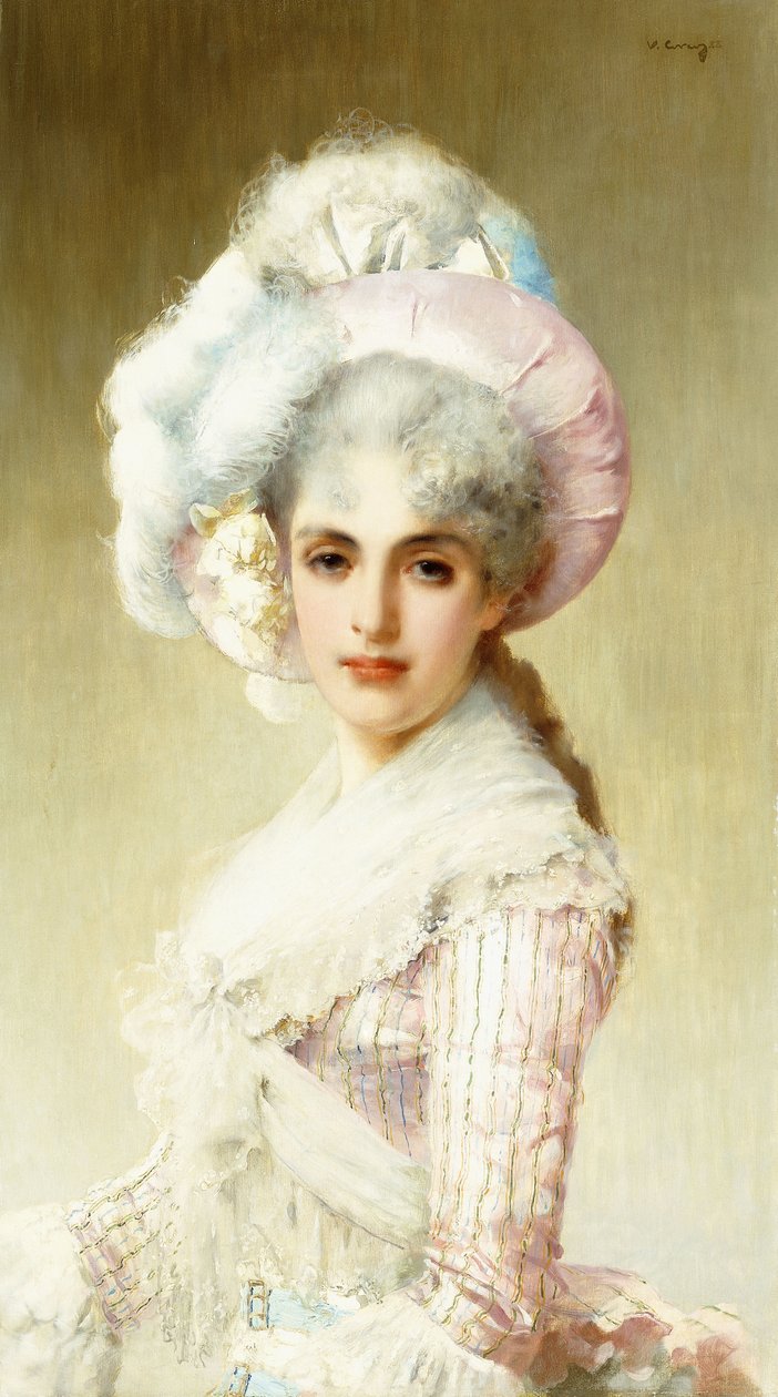 Elegáns hölgy rózsaszínben alkotó: Vittorio Matteo Corcos