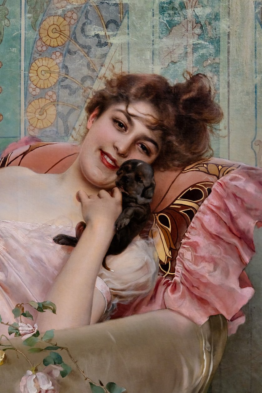 Hölgy kiskutyával, részlet alkotó: Vittorio Matteo Corcos