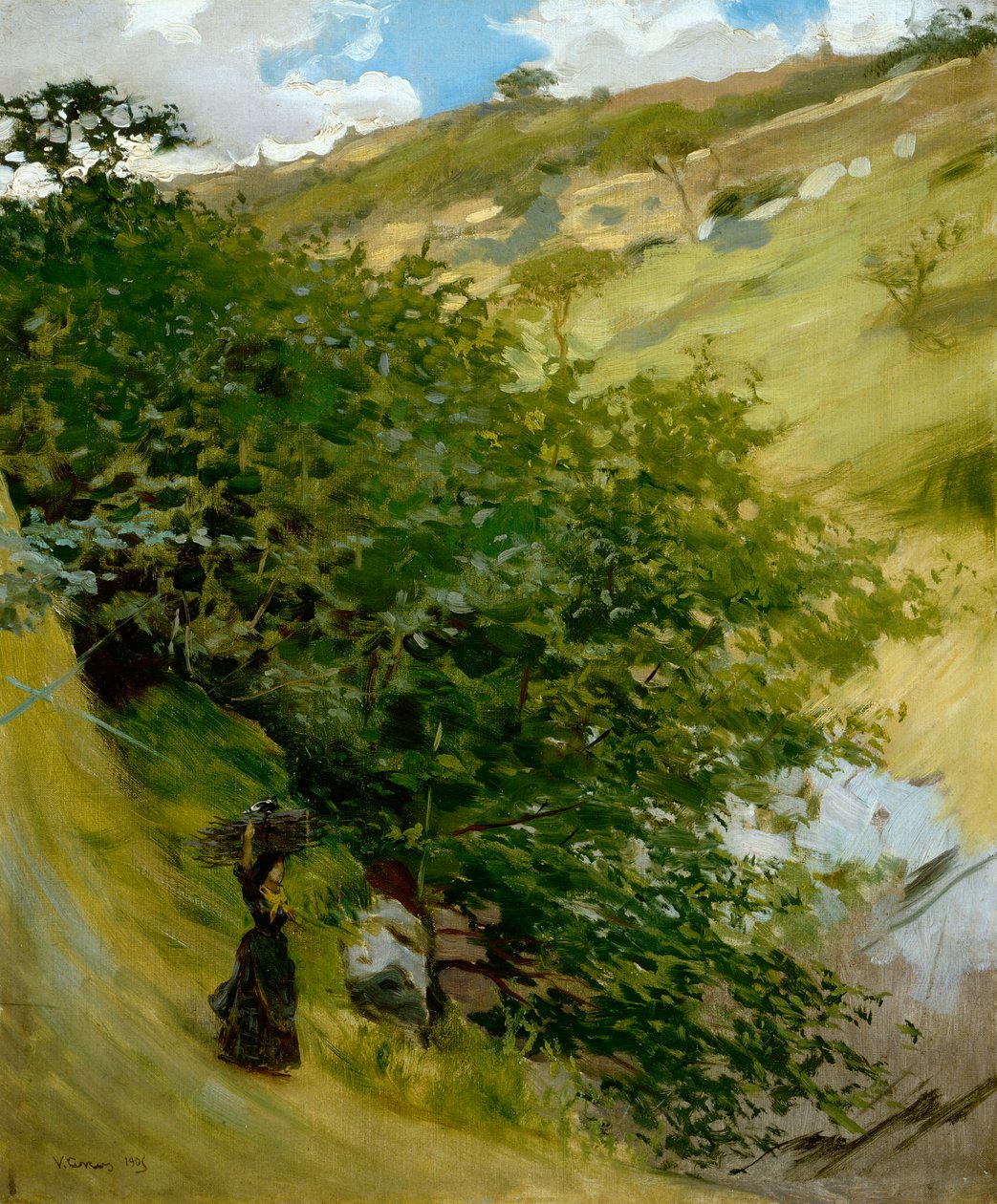 Vittorio Matteo Corcos (1859-1933) farakás tájban, olaj, vászon, 53x43 cm alkotó: Vittorio Matteo Corcos