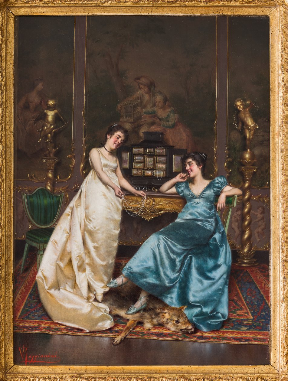 Gyöngy nyaklánc (olaj, vászon) alkotó: Vittorio Reggianini