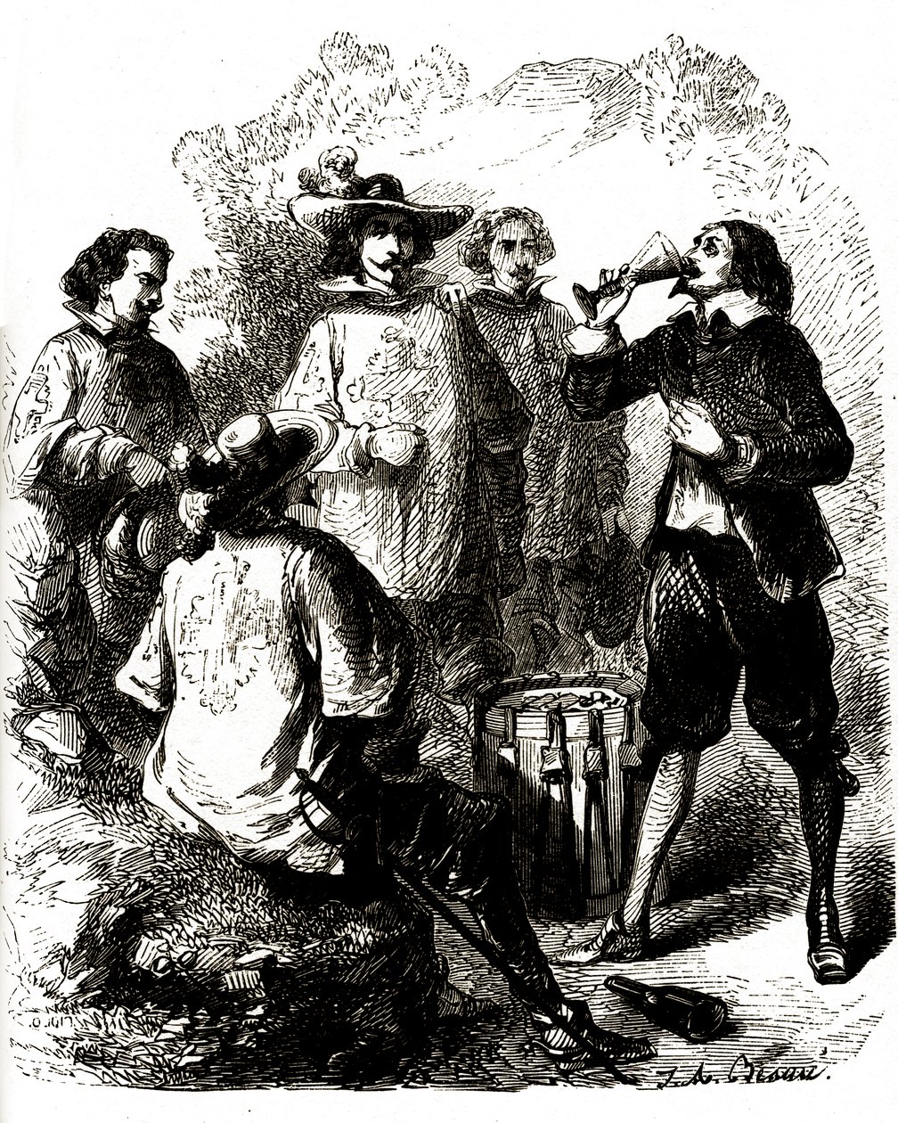 Grimaud, egy pohár bort iszik, miután lenyelt egy kompromittáló levelet alkotó: Vivant (after) Beauce