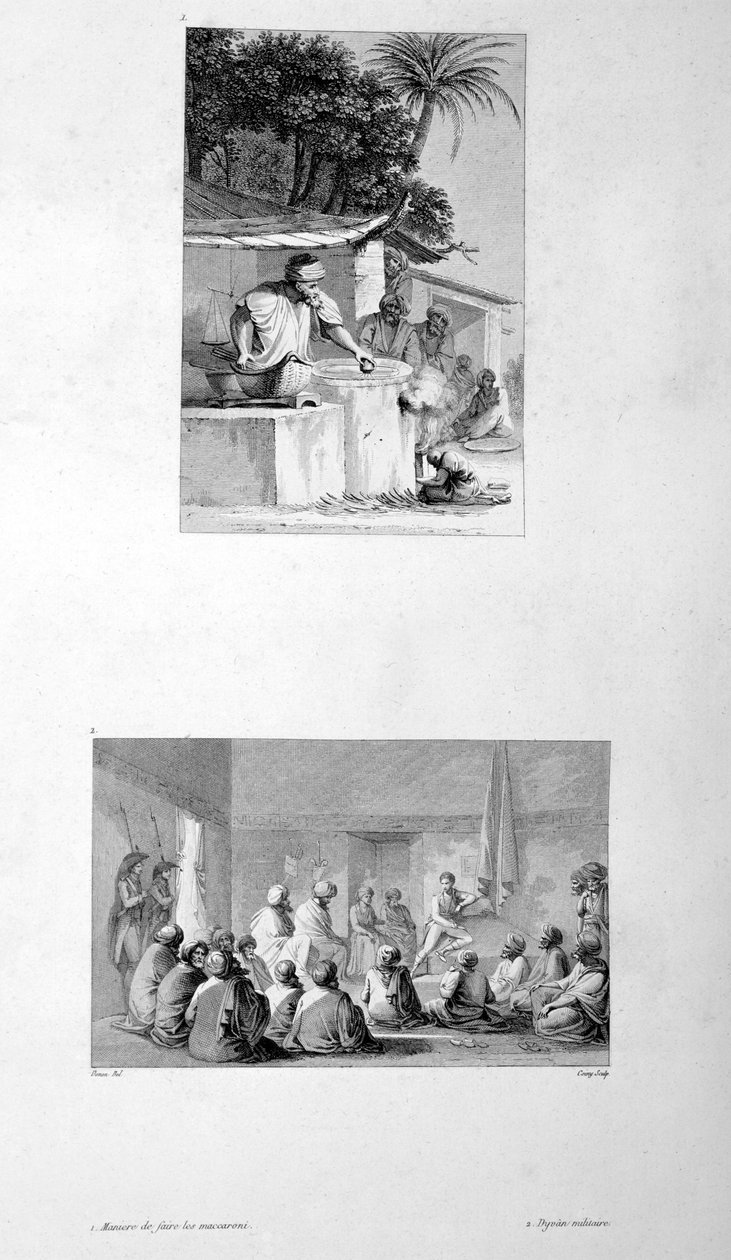 Makaróni készítés és katonai találkozó, 1802 alkotó: Vivant Denon