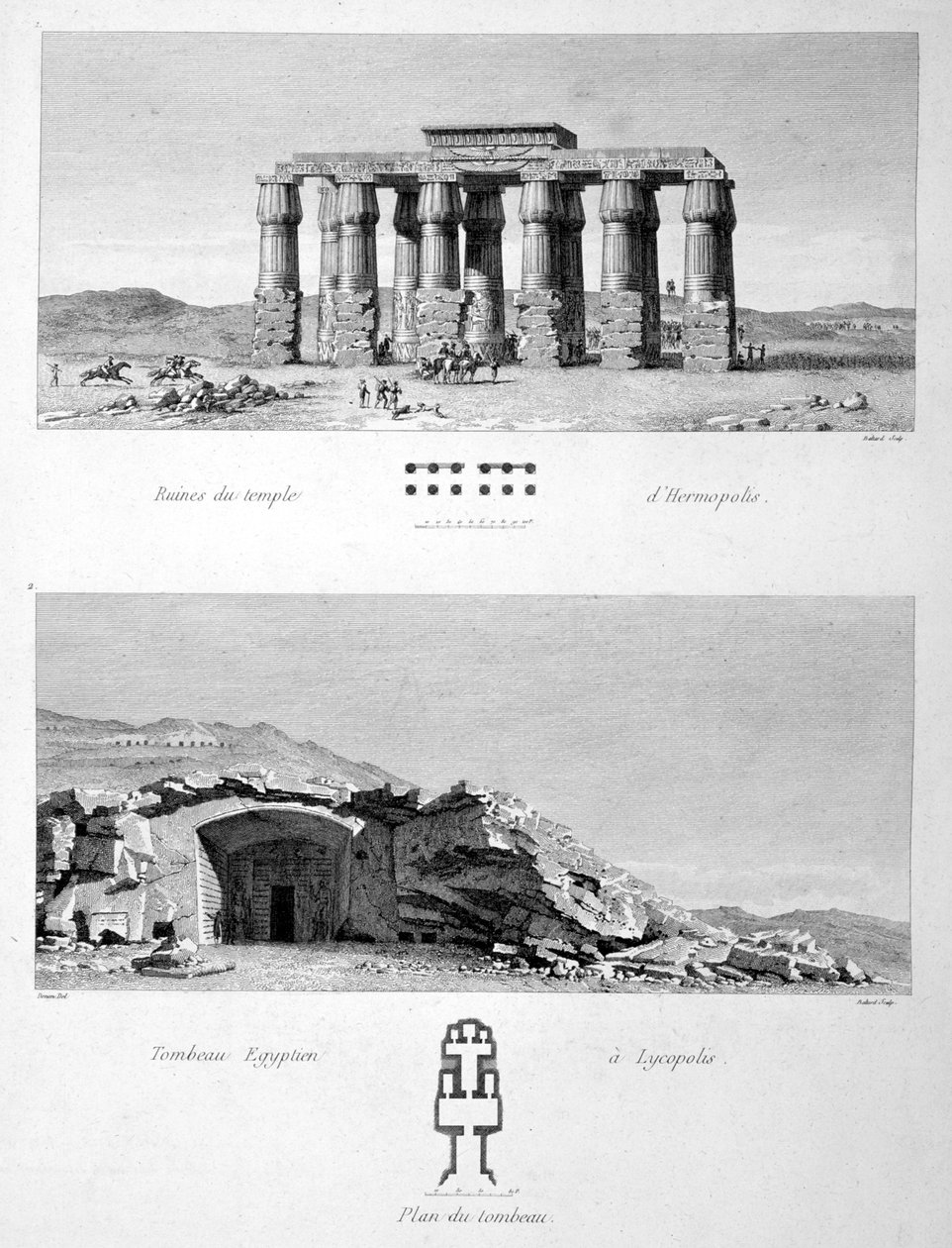 Hermopolis temploma és Lycopolis egyiptomi sírjai, 1802 alkotó: Vivant Denon
