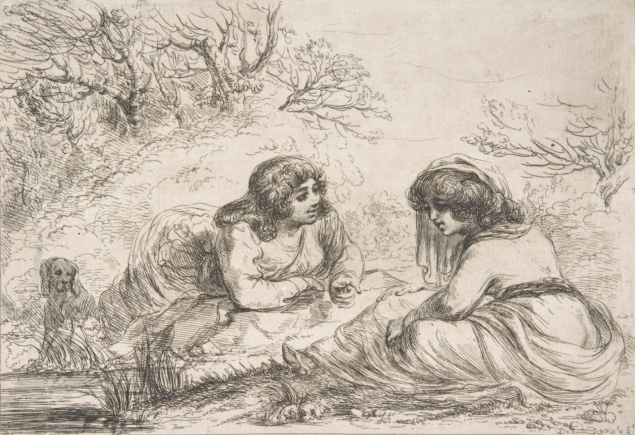 Két nő egy tájban, 18.-19. század eleje., 18.-19. század eleje. alkotó: Vivant Denon