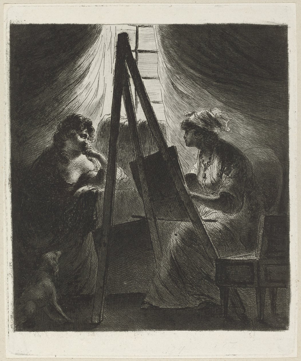 Festőnő a festőállványnál alkotó: Vivant Denon