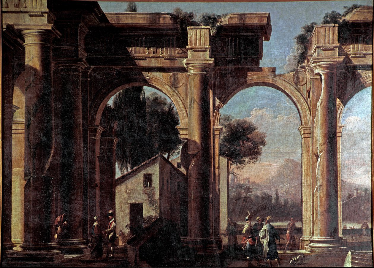 Táj romokkal Viviano Codazzi (1604-1670) festménye 17. század Méret 100x132 cm Velence, Museo Correr, n 1037 alkotó: Viviano Codazzi