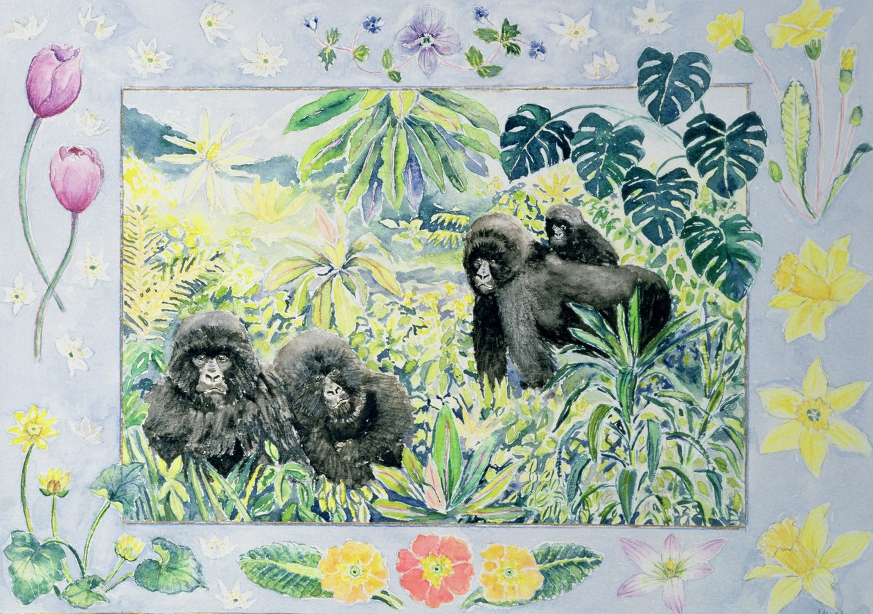 Hegyi gorillák (március hónap a naptárból) alkotó: Vivika Alexander