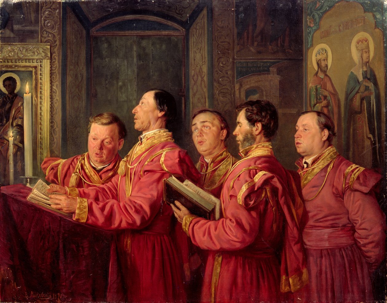 Kóristák a templomban, 1870 alkotó: Vladimir Egorovic Makovsky