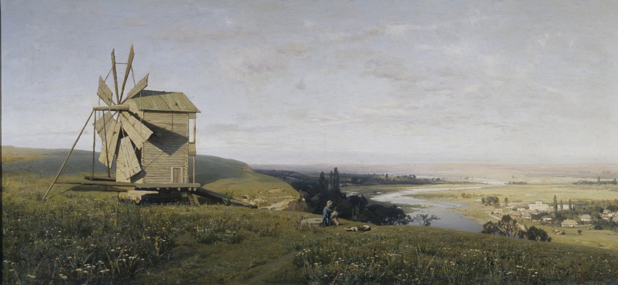 Ukrán táj szélmalommal, 1882 alkotó: Vladimir Donatovich Orlovsky