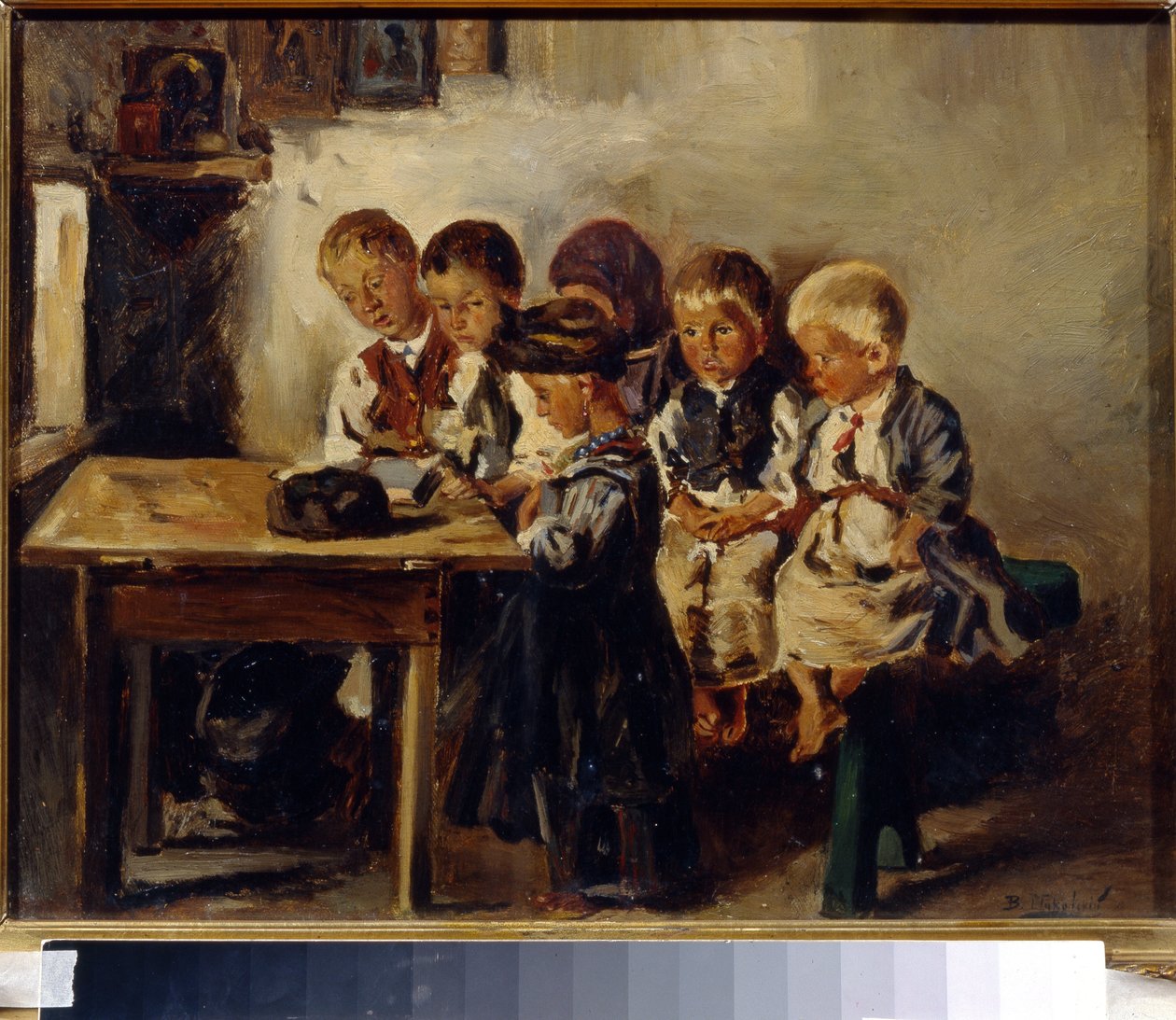 Várd meg az úrnőt. (Tanárra vár). Vlagyimir Jegorovics Makovszkij (Makovszkij, Makovskij) (1846-1920) festménye, olaj, vászon alkotó: Vladimir Egorovic Makovsky