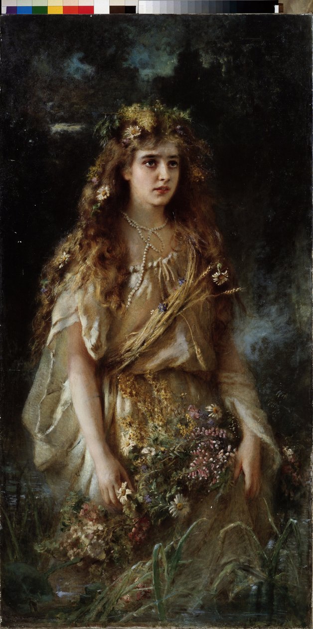 Ophelie (Ophelia). Vlagyimir Jegorovics Makovski peinture (Makovszkij, Makovskij) (1846-1920), huile sur toile alkotó: Vladimir Egorovic Makovsky