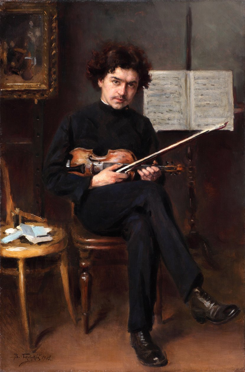 Jan Kubelik hegedűművész és zeneszerző portréja 1880-1940, 1908 alkotó: Vladimir Egorovic Makovsky
