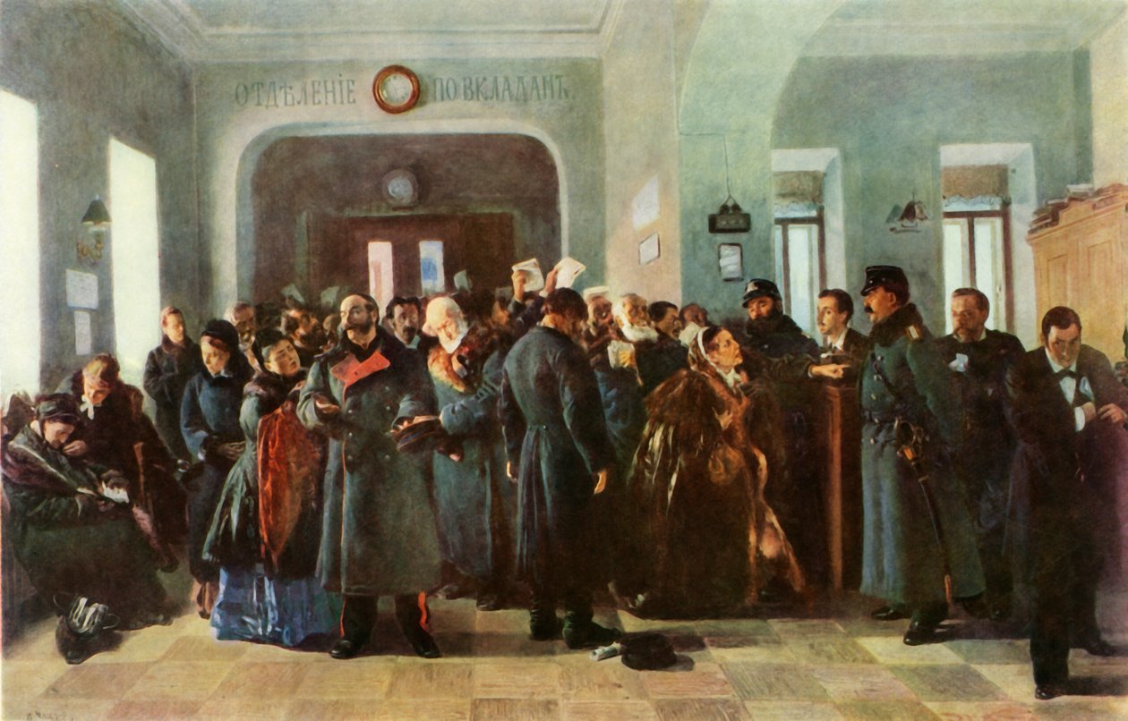 A bank összeomlik, 1881, 1965. alkotó: Vladimir Egorovic Makovsky