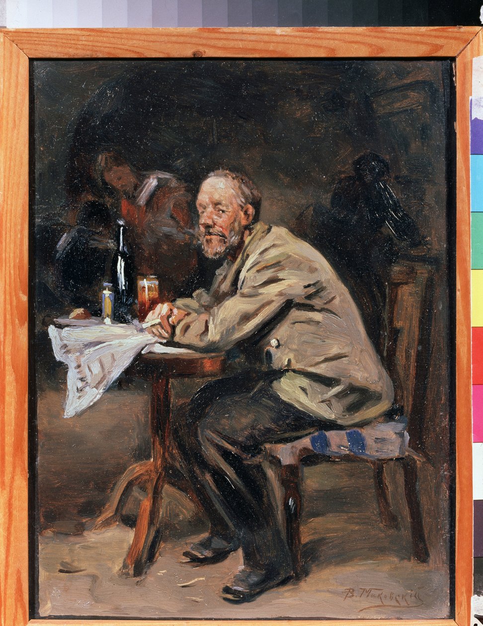 Egy ivó. Vlagyimir Jegorovics Makovszkij (Makovszkij, Makovskij) (1846-1920) festménye, olaj, vászon, 19. századi orosz művészet. Állami Művészeti Múzeum, Jaroszlavl (Oroszország) alkotó: Vladimir Egorovic Makovsky