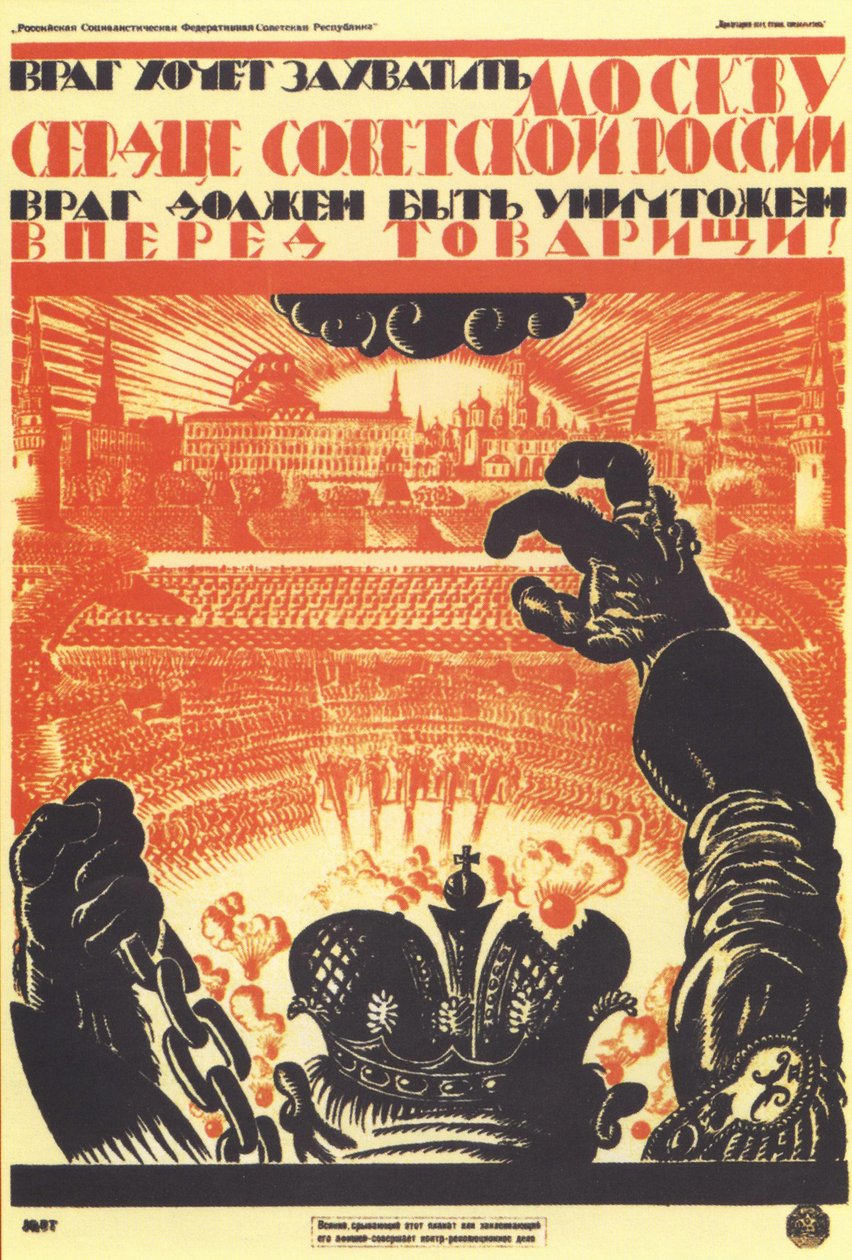 Az ellenség el akarja foglalni Moszkvát... Plakát, 1919 alkotó: Vladimir Ivanovich Fidman