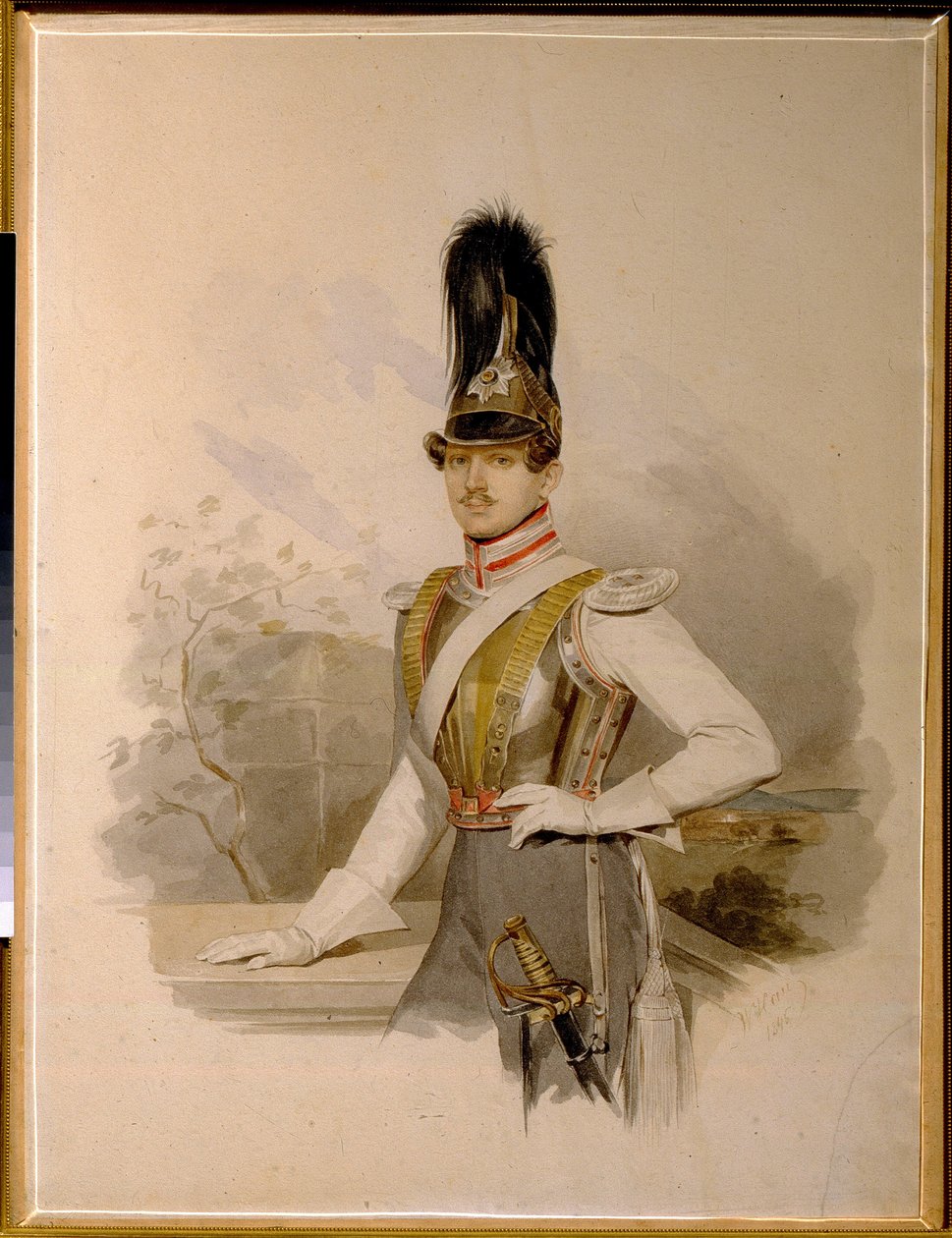 Valentin Grigorjevics Sztroganov gróf (1801-1833) portréja (V. G. Sztroganov gróf portréja). Vlagyimir Ivanovics Hau (Gau) (1816-1895) alkotása, akvarell, papír, 1832 előtt. Orosz művészet alkotó: Vladimir Ivanovich Hau