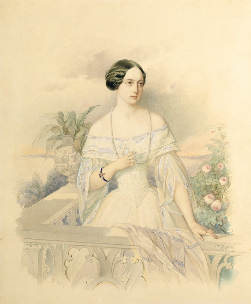 Olga Nyikolajevna nagyhercegnő portréja, 1846 (kartonpapír) alkotó: Vladimir Ivanovich Hau