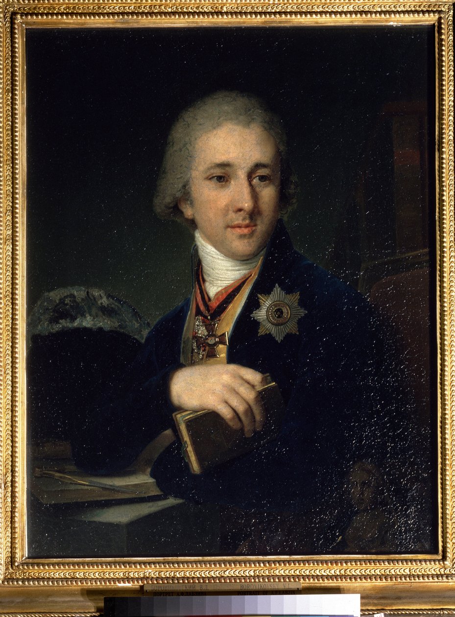 ""Alexander Labzin (Labzin vagy Labsin) (1766-1825) orosz író szabadkőműves (szabadkőműves) portréja"" Vlagyimir Borovikovszkij (vagy Borovikovszkij) (1757-1825) festménye 1816 után Állami Tretyakov Galéria, Moszkva alkotó: Vladimir Lukich Borovikovsky