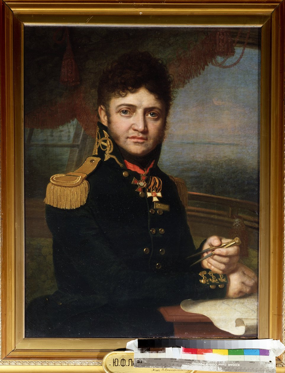 ""Portré du navigateur et officier Yuri Lisyansky (Lisiansky ou Lisianski) (1773-1837)"" Peinture de Vladimir Borovikovsky (Borovikovski) (1757-1825) 1810 Állami Központi Haditengerészeti Múzeum Szentpétervár alkotó: Vladimir Lukich Borovikovsky