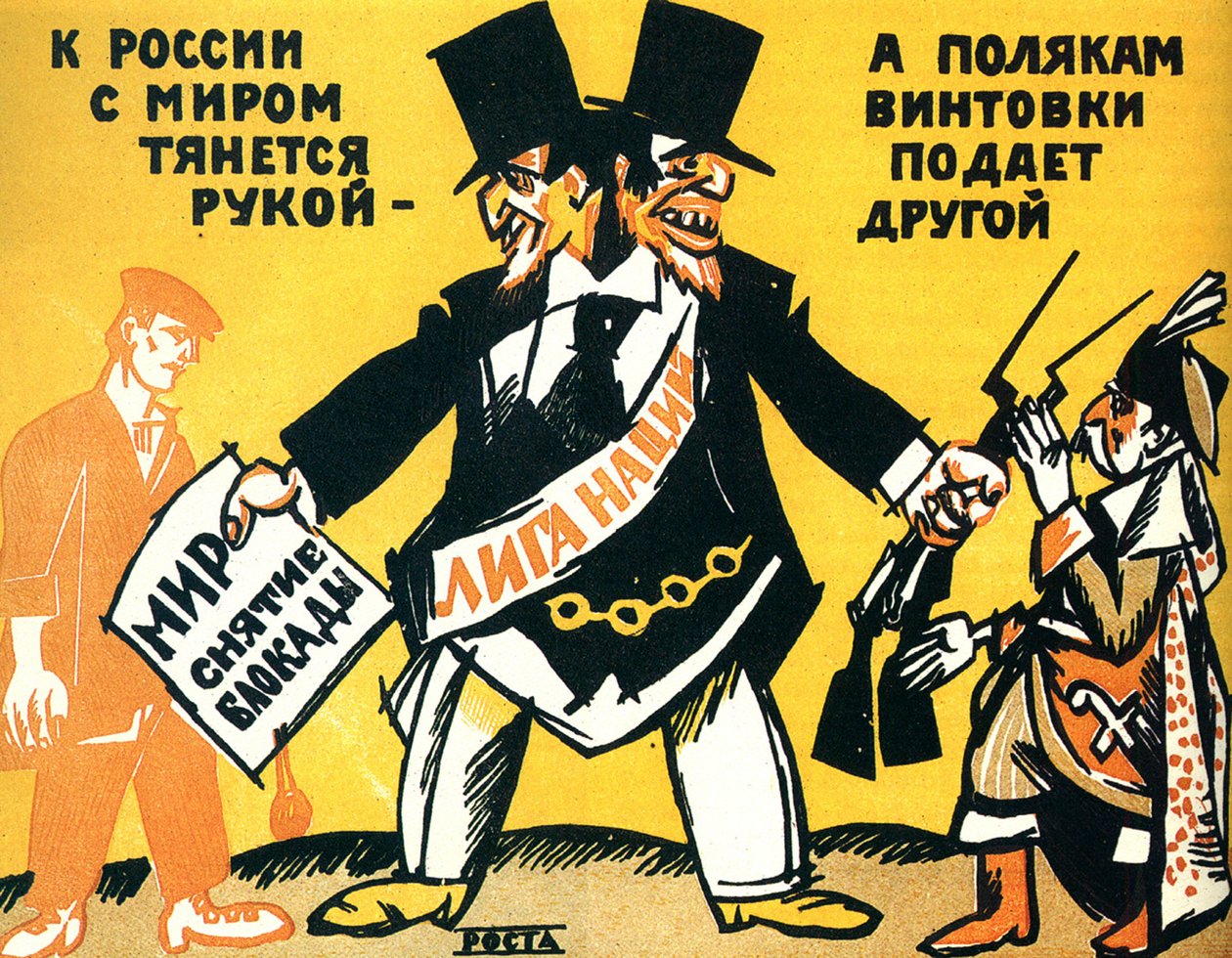 Szatirikus plakát a Népszövetségről, 1920. alkotó: Vladimir Mayakovsky