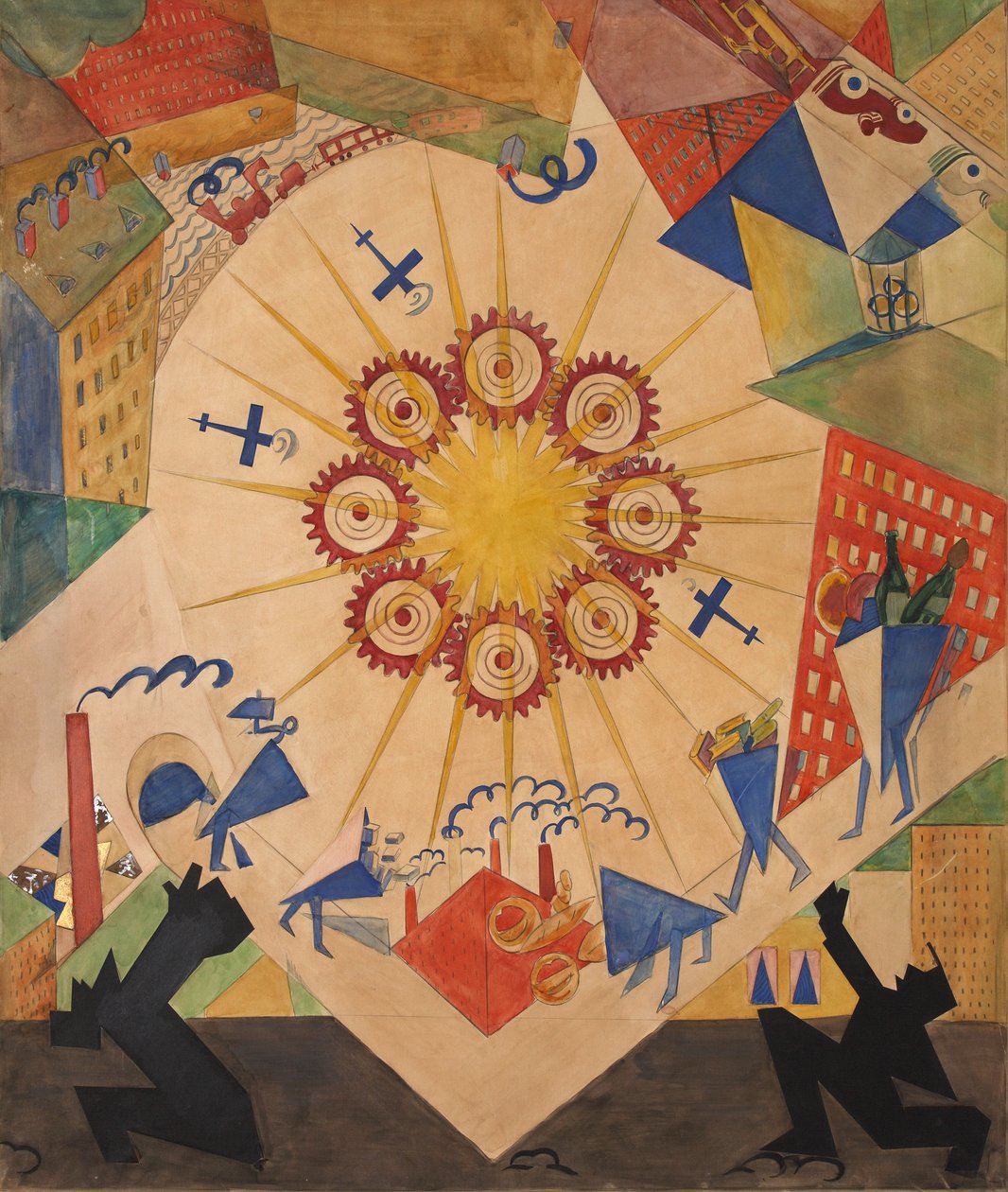 Az ígéret földje. Színpadterv Vlagyimir Majakovszkij Rejtély-Bouffe című színházi darabjához, 1919. alkotó: Vladimir Vladimirovich Mayakovsky