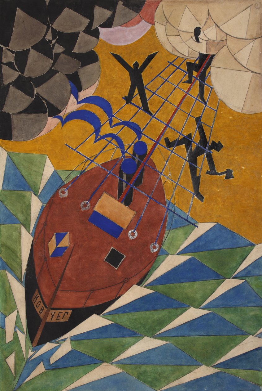 A Bárka. Színpadterve Vlagyimir Majakovszkij Rejtély-bouffe című színházi darabjához, 1919. alkotó: Vladimir Vladimirovich Mayakovsky