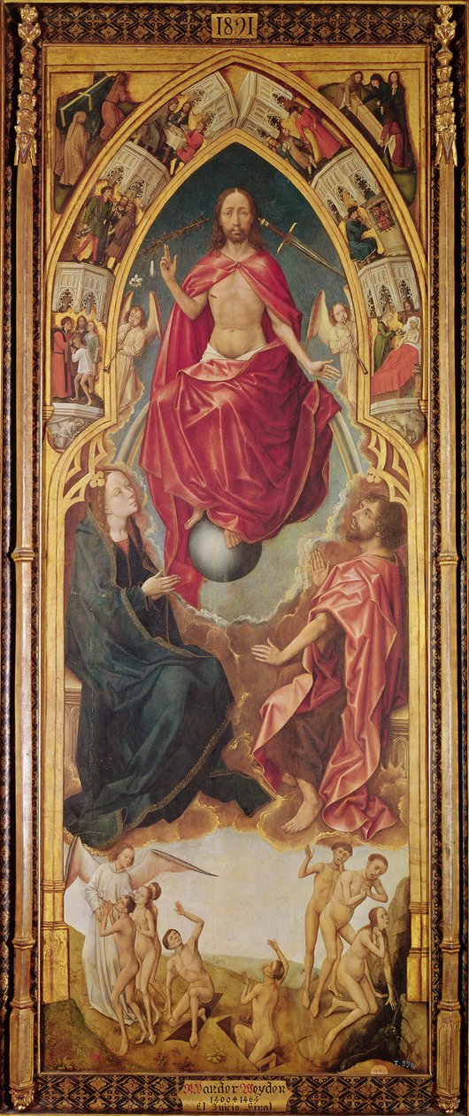 Az utolsó ítélet és a halottak feltámadása, bal oldali (a néző számára) panel a Megváltás-triptichonról, 1460 körül alkotó: Vrancke van der Stockt
