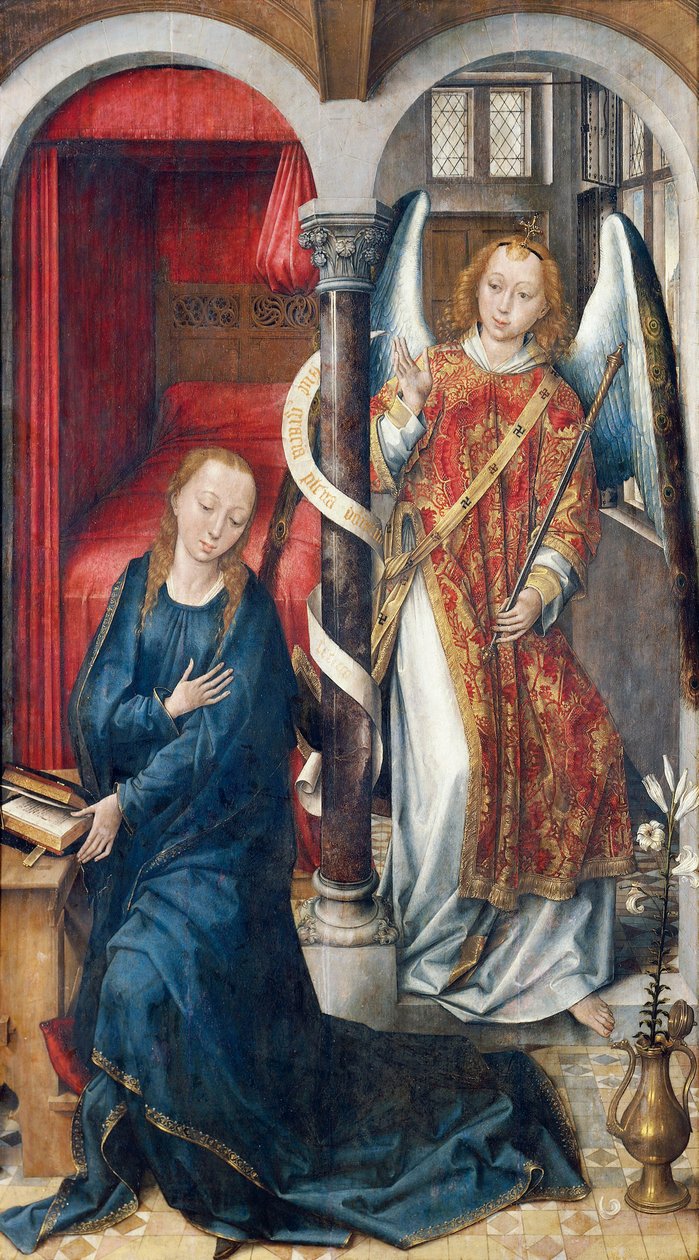Angyali üdvözlet, Vrancke van der Stockt (1420-tól kb. 1495-ig) alkotó: Vrancke van der Stockt
