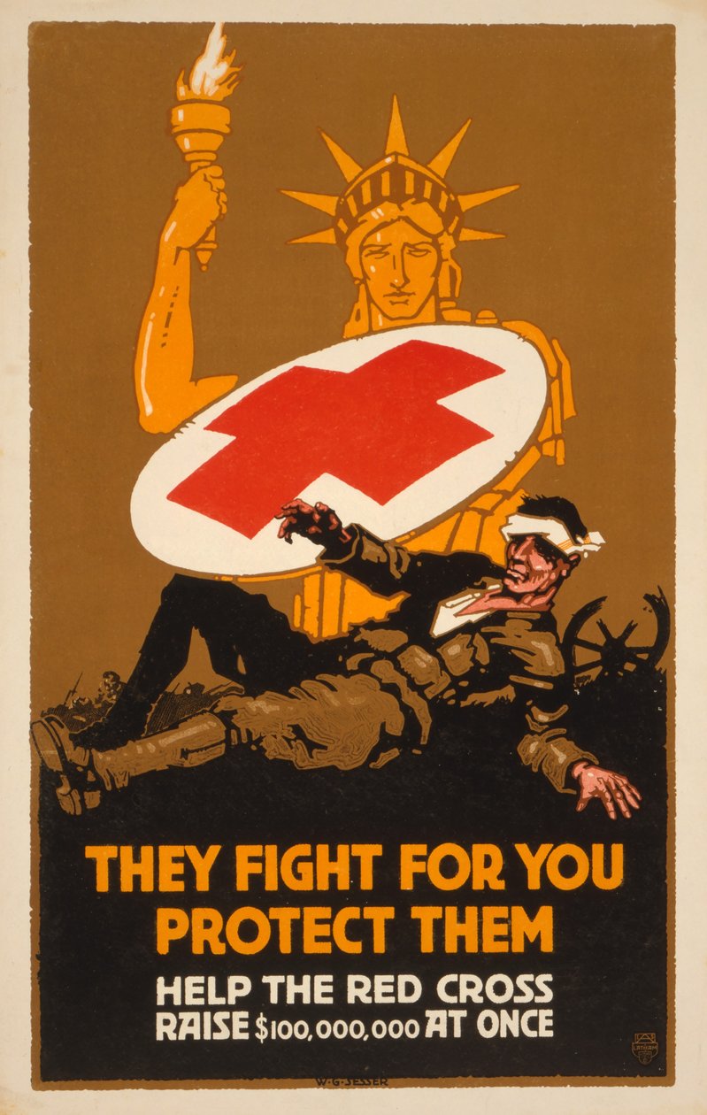 Adománygyűjtő plakát a Vöröskereszt számára, pub. 1917 alkotó: W. G. Sesser