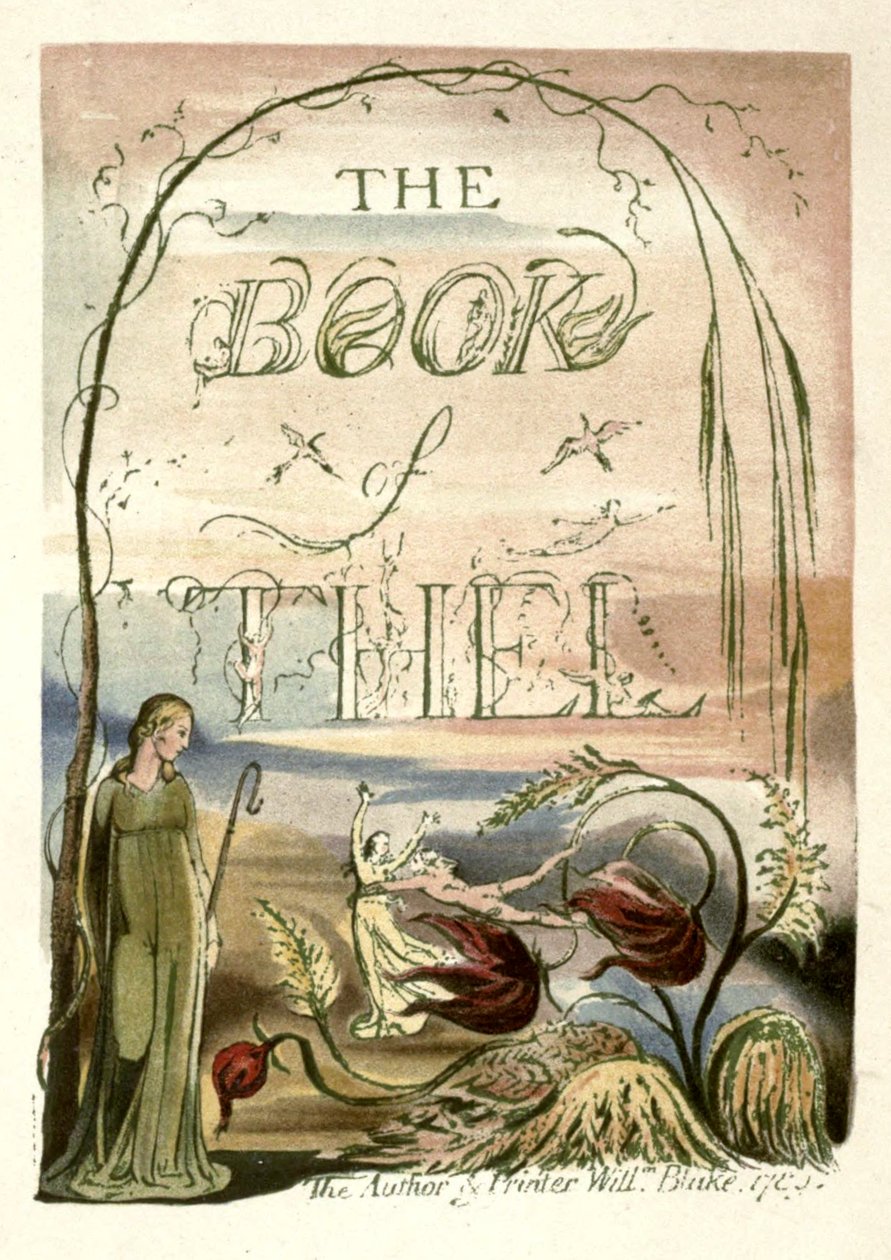 Illusztrációk William Blake festő és költő 33. oldaláról, Richard Garnett Kiadó: London, Seeley. A mű címe The Book of Thel. W. Griggs faxban. Ez a nyomtatás leginkább a fr alkotó: W. Griggs after William Blake
