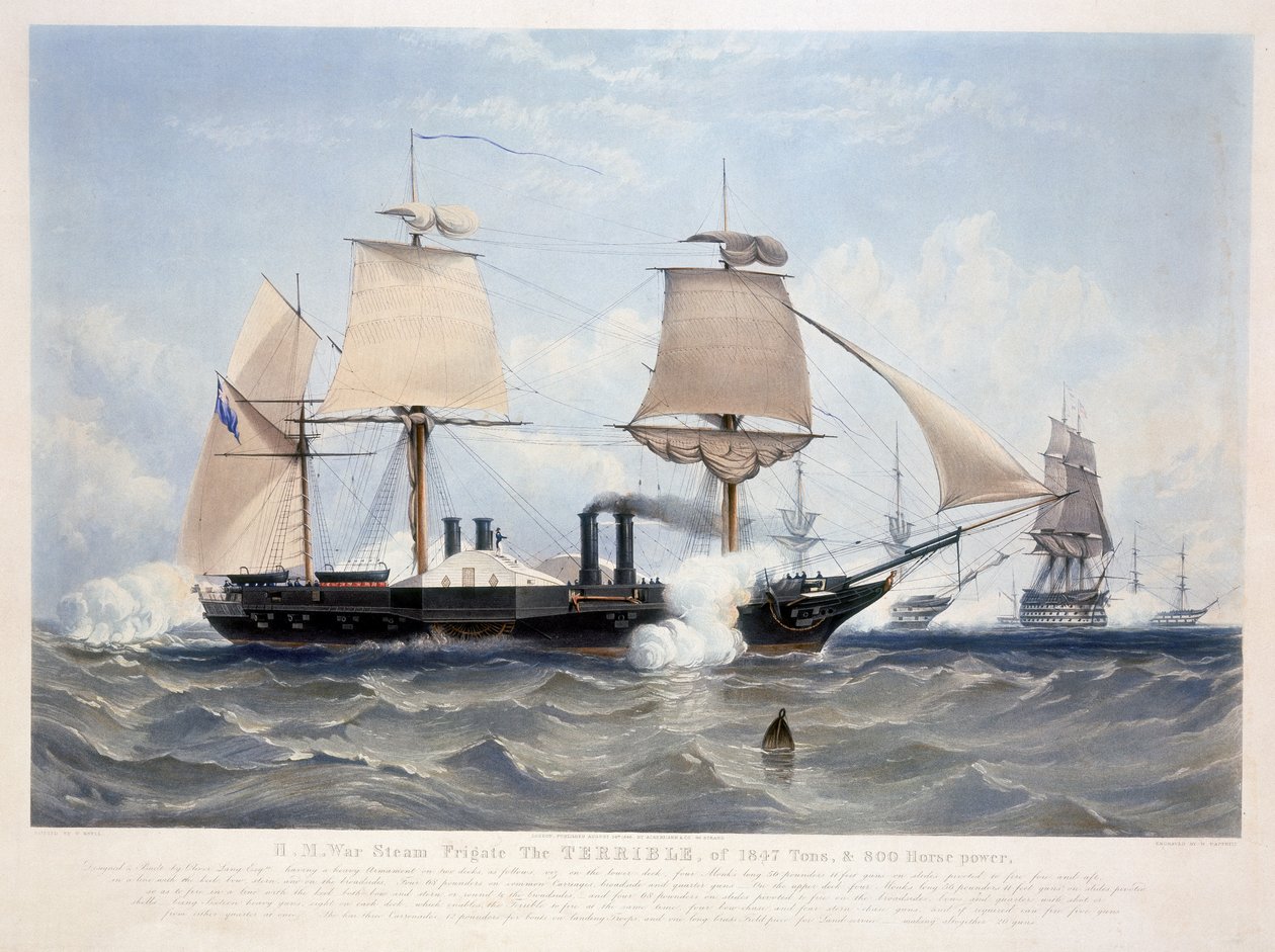 HMS Terrible, vésette Henry Papprill (fl.1846-48) 1845 (akvatinta) alkotó: W. after Knell