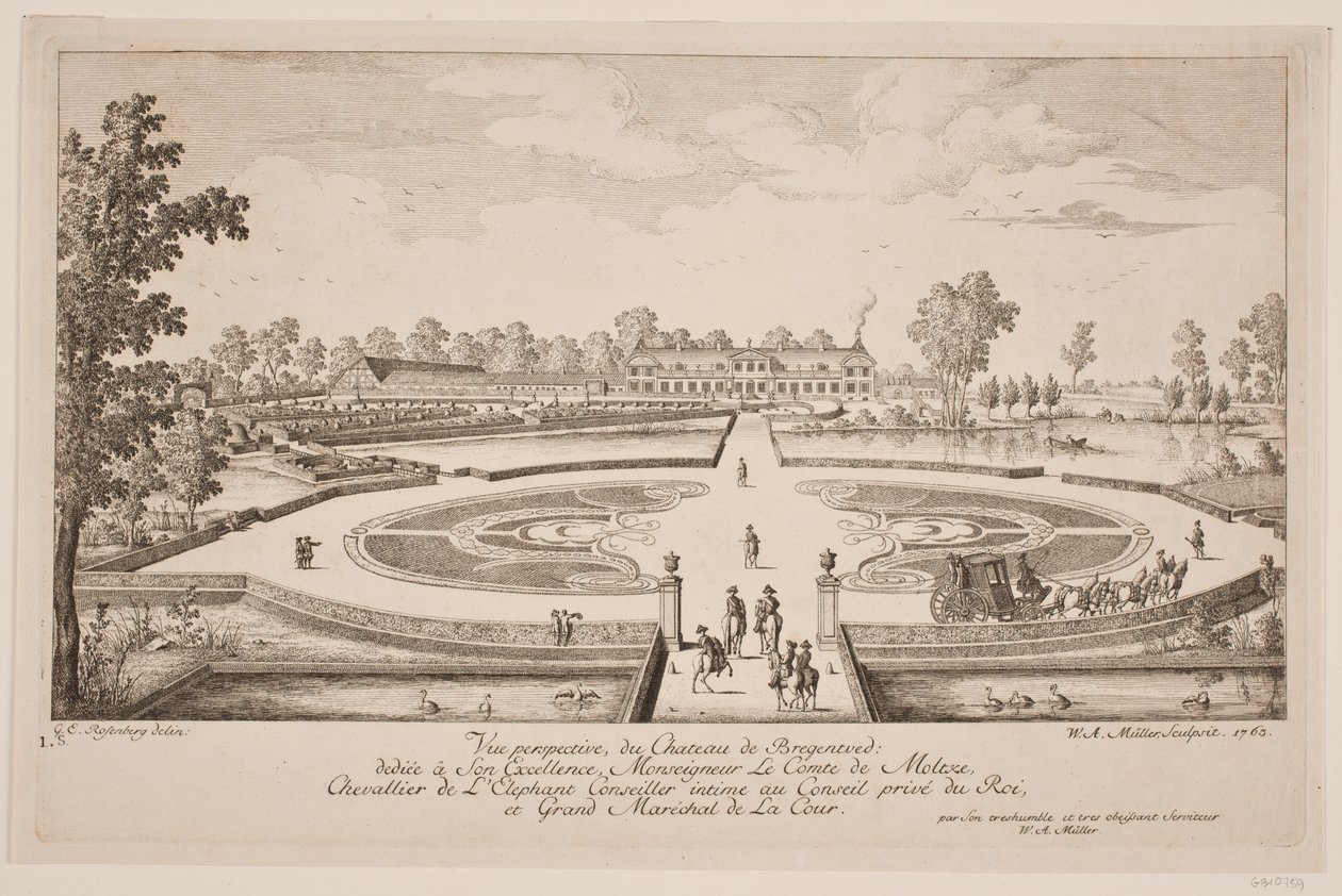 Vue perspektíva du Chateau de Bregentved alkotó: W.A. Müller