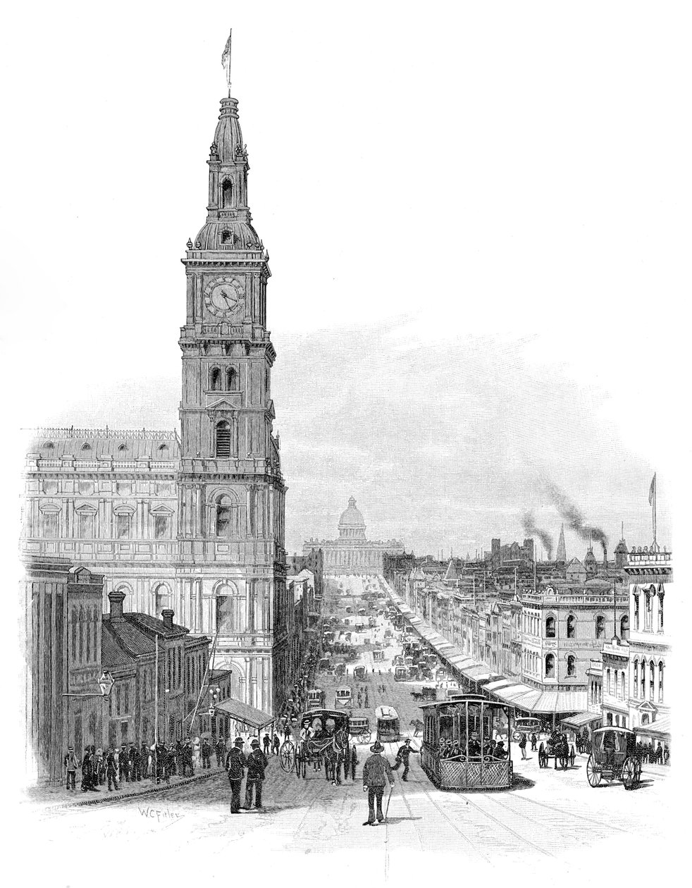 Bourke Street, Melbourne, Victoria, Ausztrália, 1886. alkotó: WC Fitler
