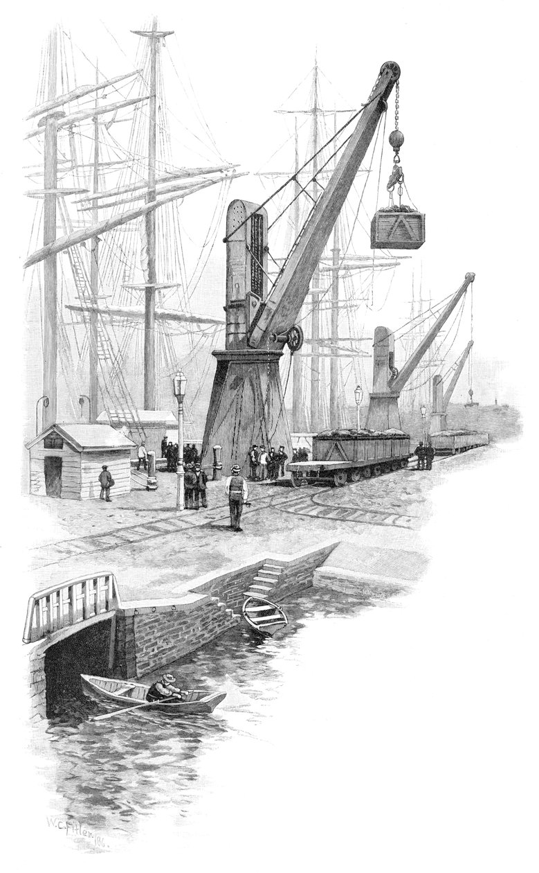 Szen betöltése Newcastle-ben, Új-Dél-Walesben, Ausztráliában, 1886. alkotó: WC Fitler