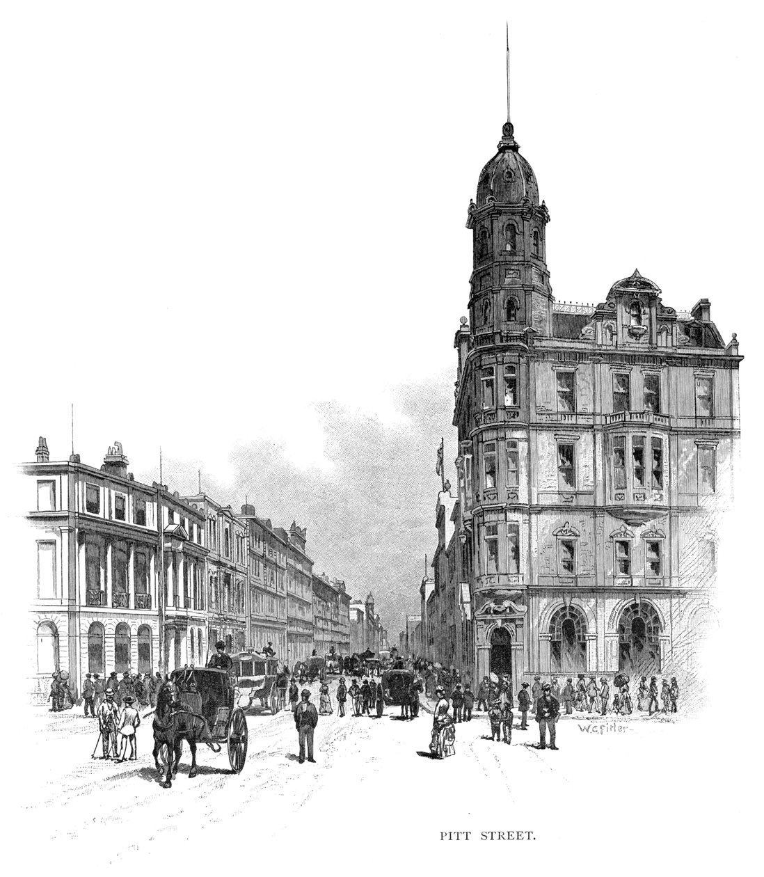 Pitt Street, Sydney, Új-Dél-Wales, Ausztrália, 1886. alkotó: WC Fitler