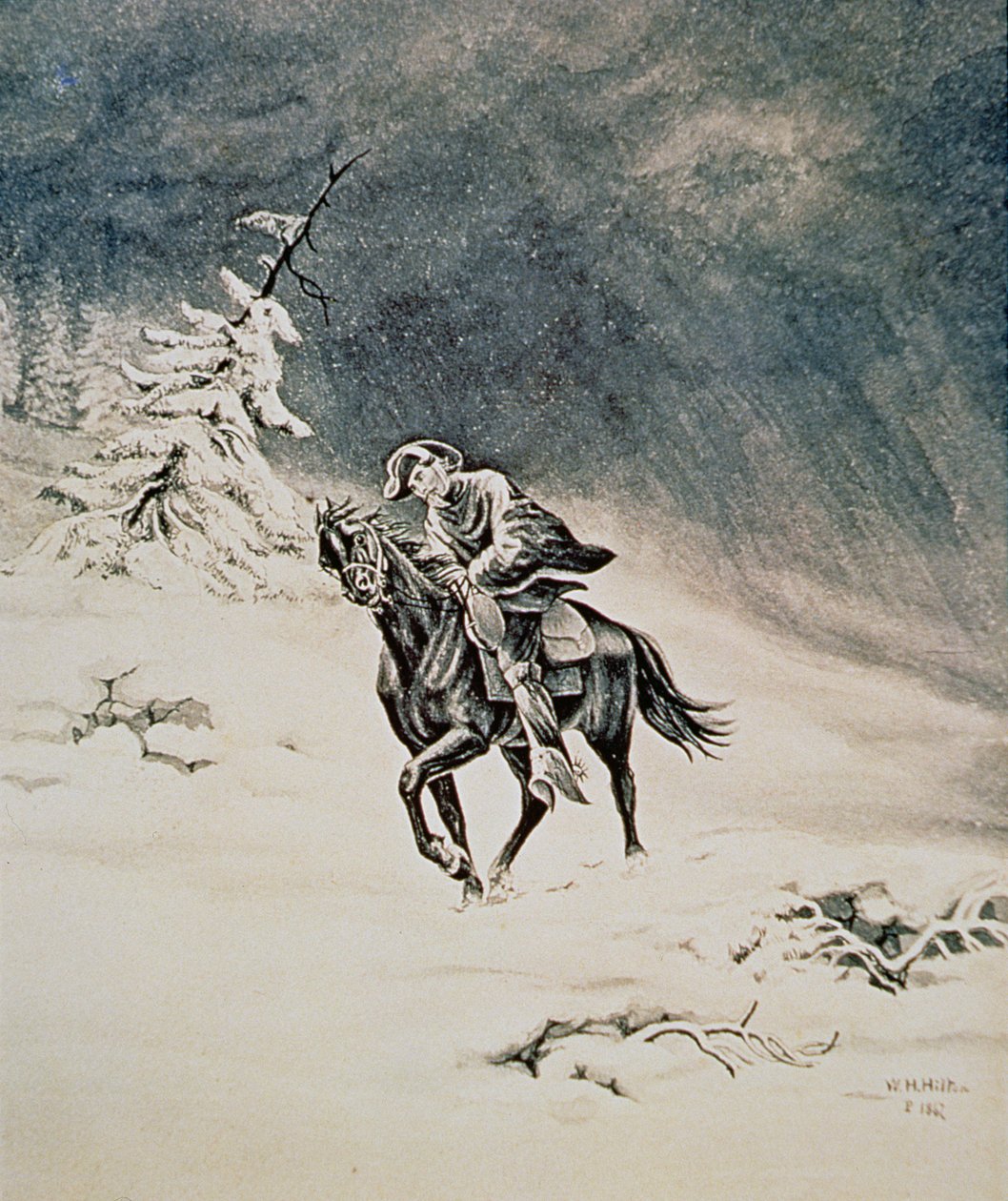Pony Express Rider a Sierra Nevada-hegységben alkotó: W.H. Hilton