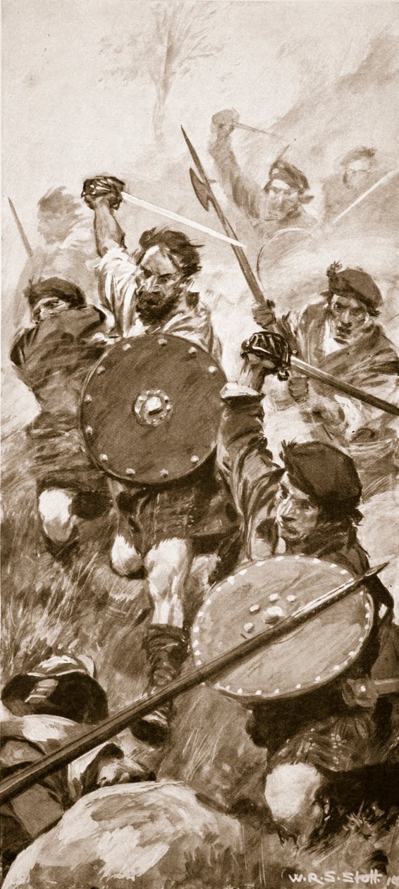 A hegyvidékiek a killiecrankie-i csatában, 1689. július 27. (litho) alkotó: W.R.S. Stott