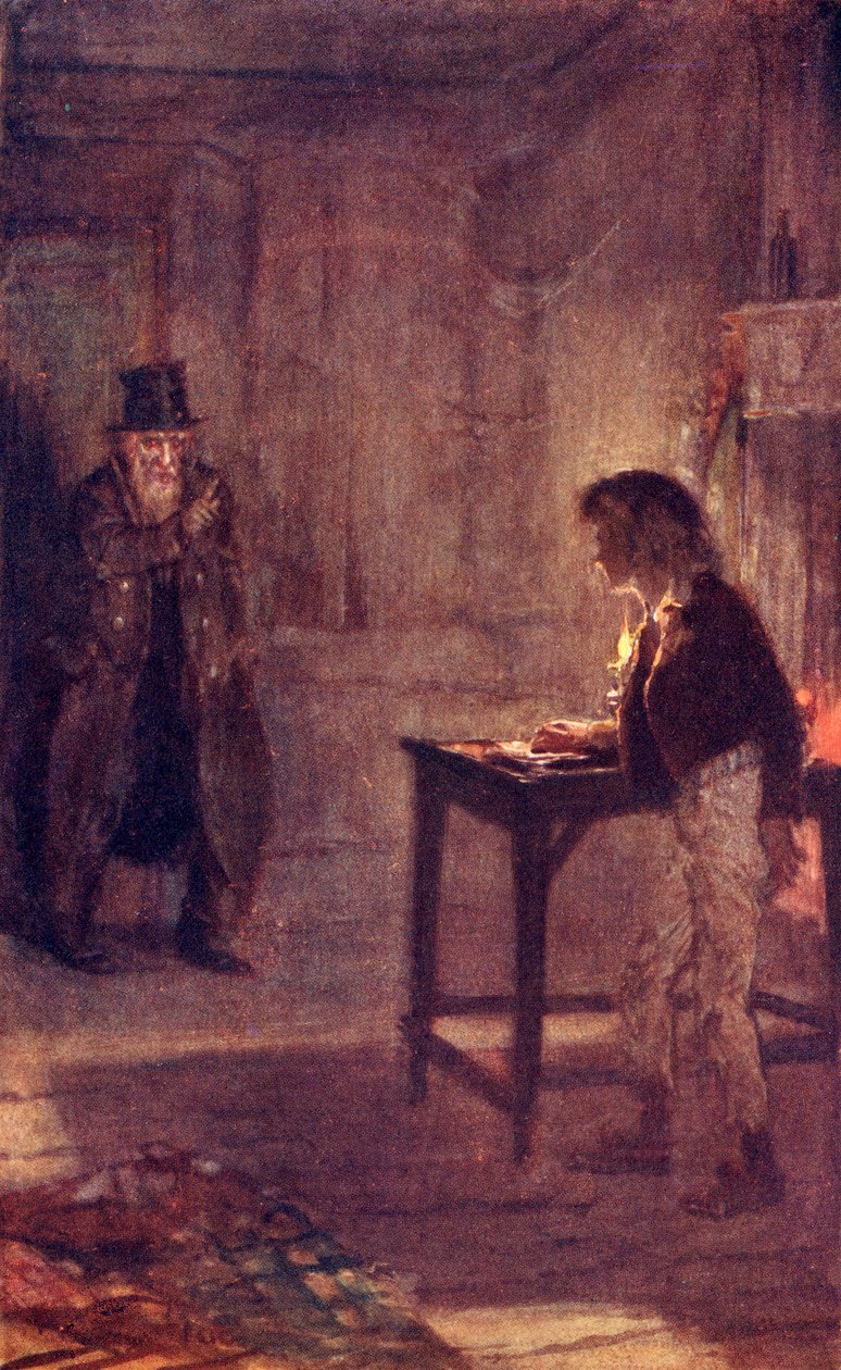 Fagin figyelmezteti Olivert, előlapja Charles Dickens Twist Oliver kalandjaiból alkotó: W.S. Stacey