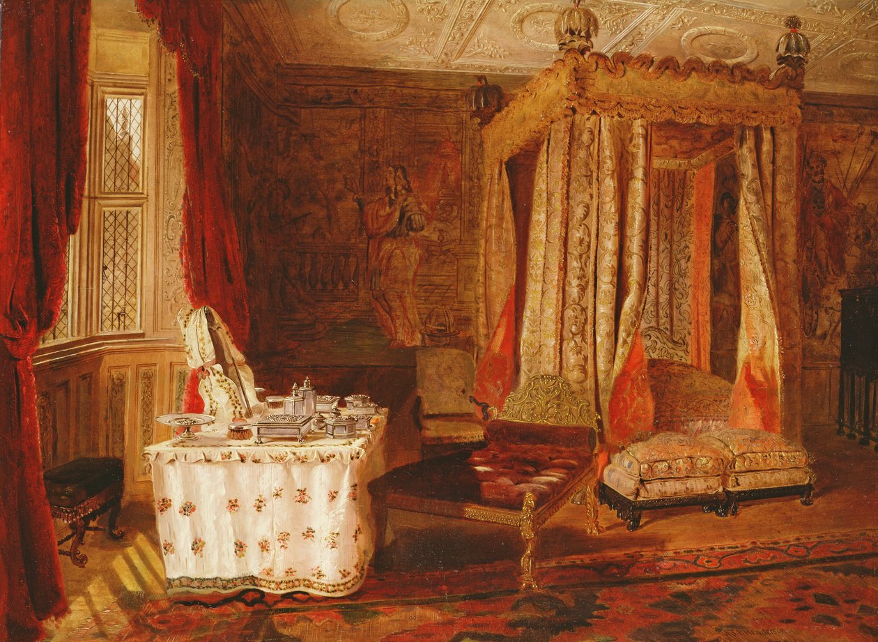 Egy hálószoba belseje Knole-ban, Kentben alkotó: W.S.P. Henderson