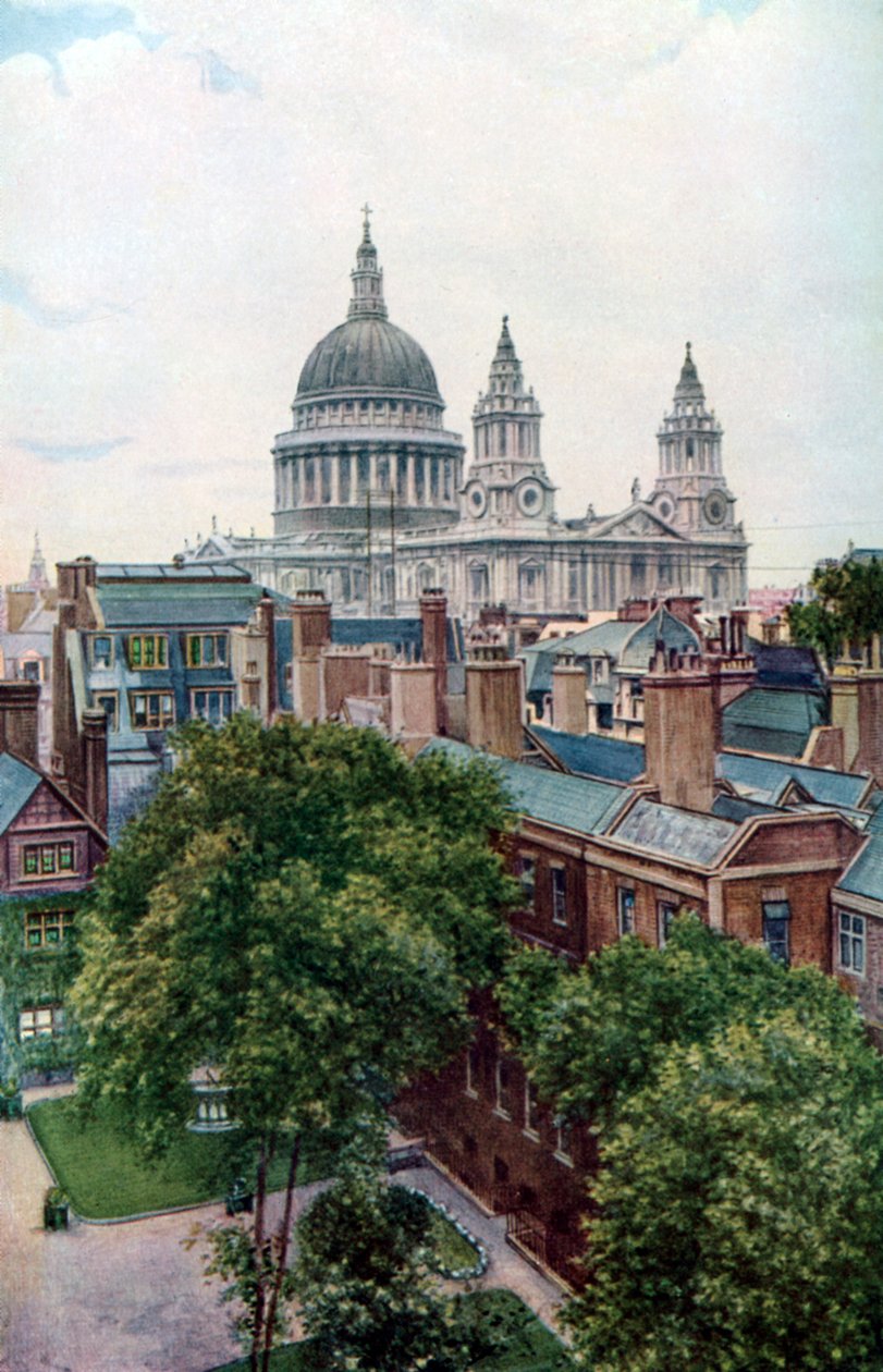 Kilátás az Old Bailey felől a St Pauls Cathedral felé, London, 1930-as évek. alkotó: W.S. Campbell