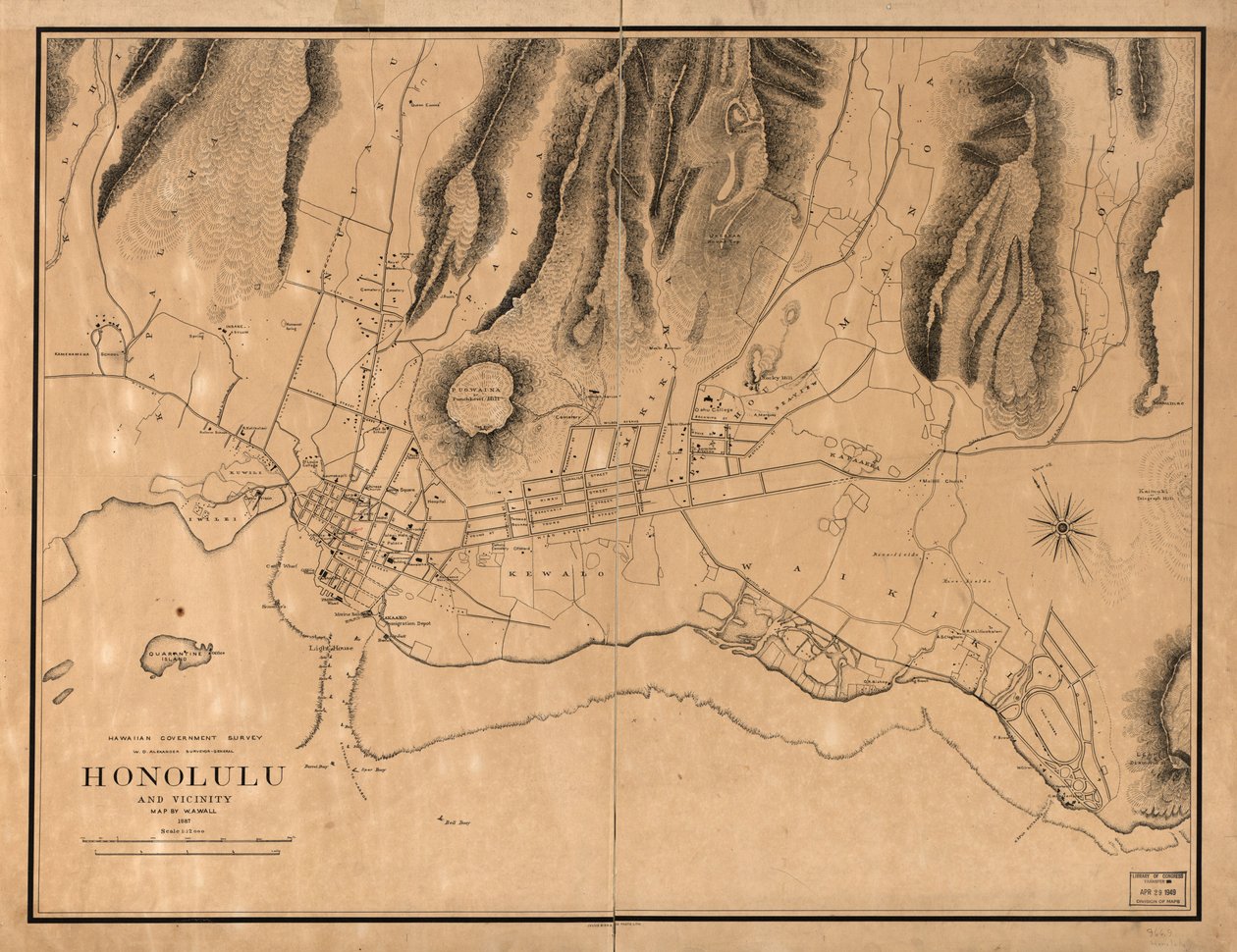 Honolulu és környéke alkotó: W. A.; Alexander Wall