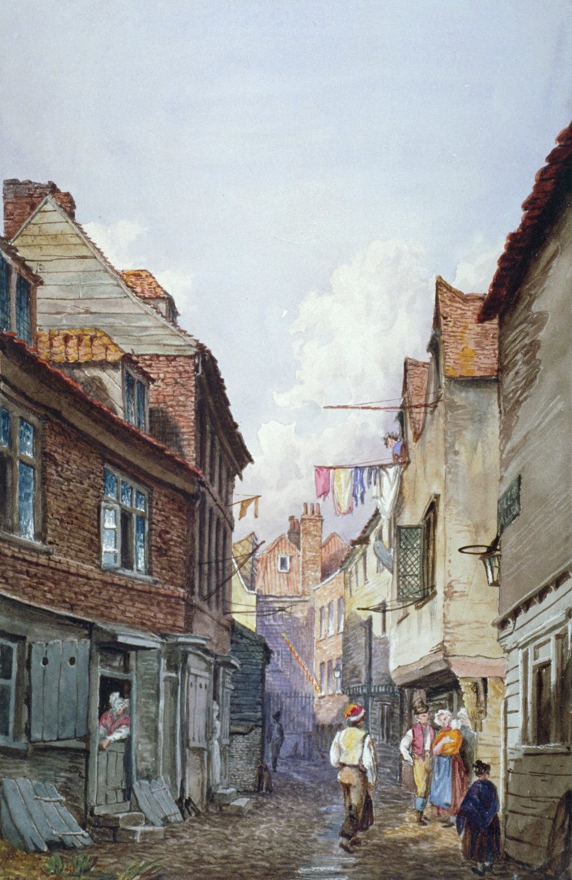 Nézet alakjai a Glean Alley-ben, Bermondsey, London, 1825 alkotó: W Barker