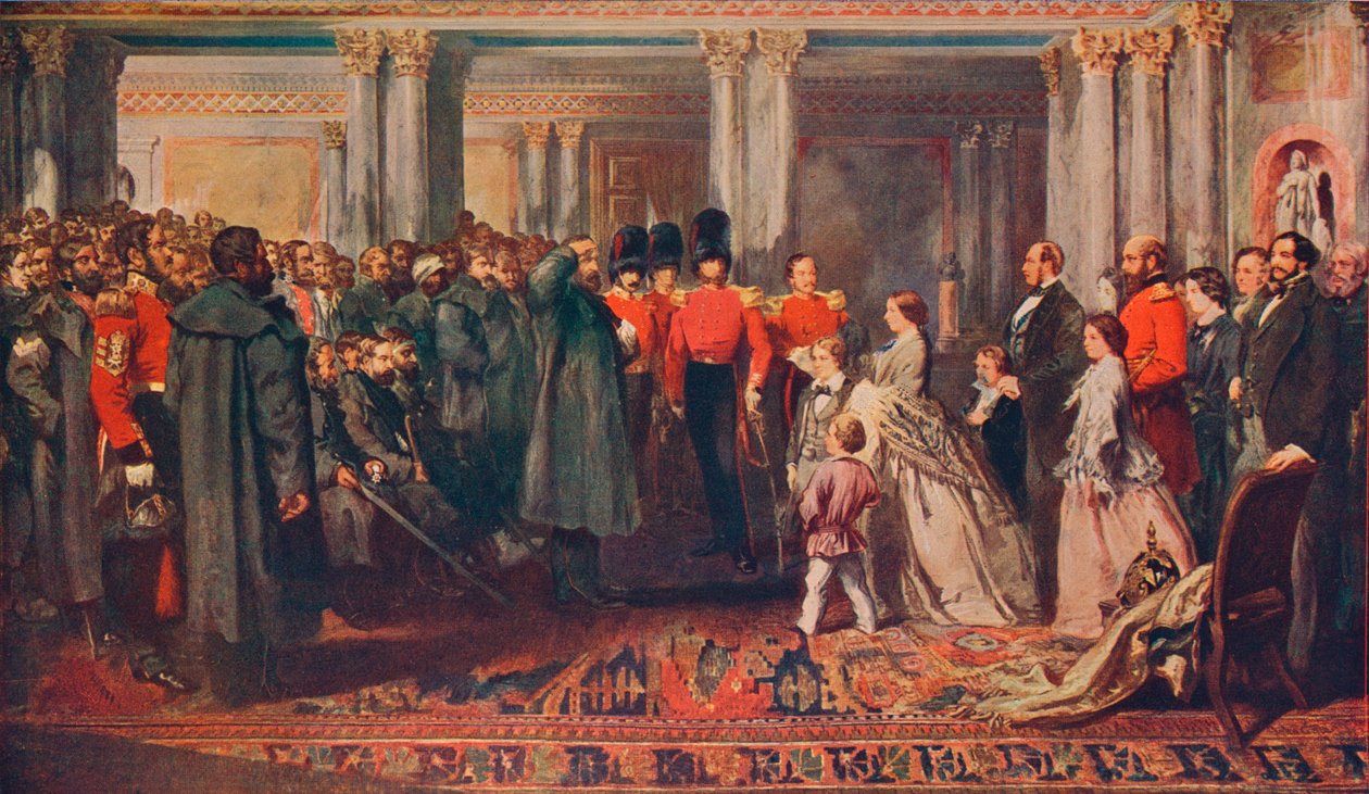 Viktória királynő érmeket ad át a gárdistáknak a krími háború után, 1856 1906 alkotó: W Bunney