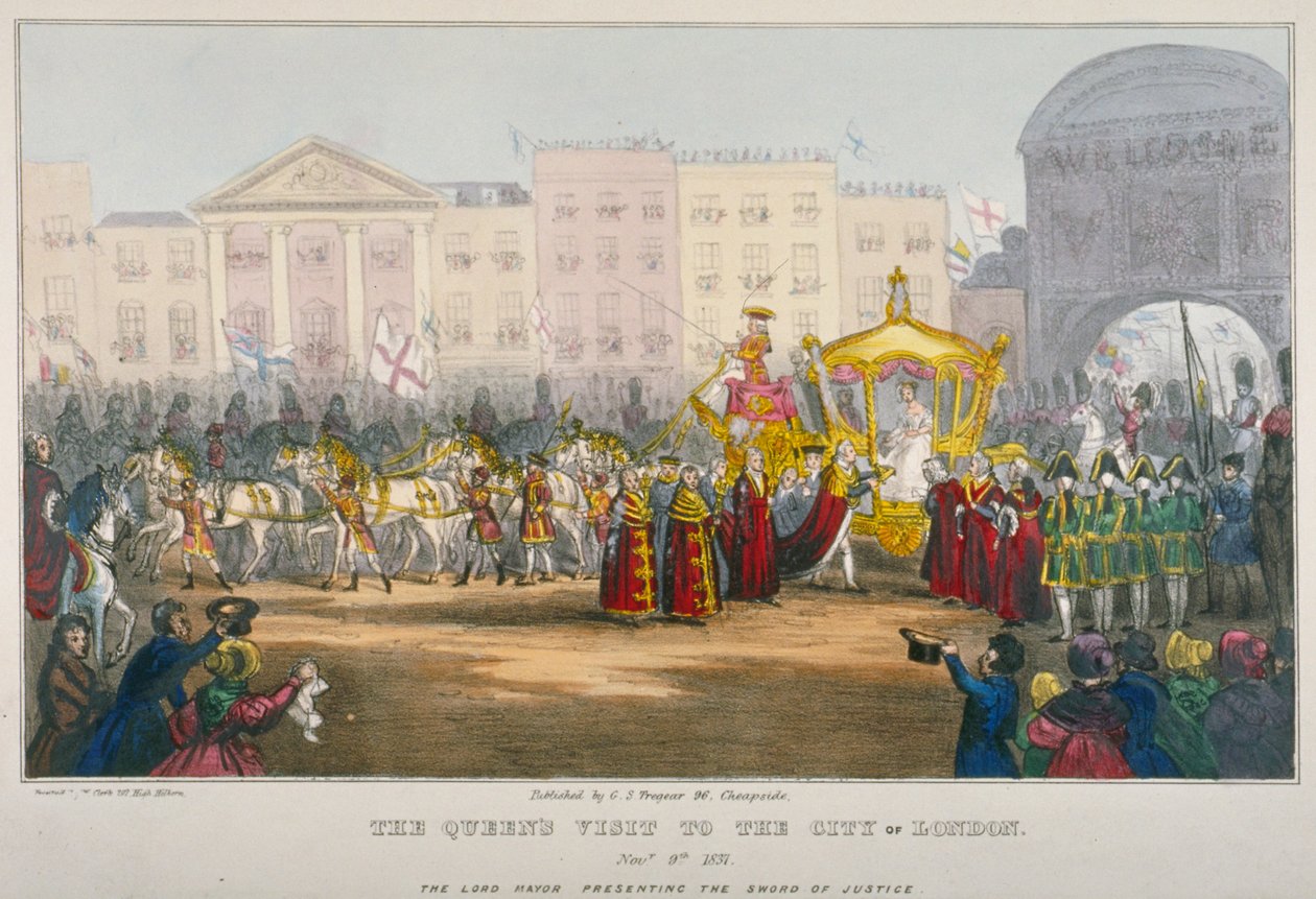 Temple Bar kilátása Viktória királynő 1837-es londoni városi látogatása során alkotó: W Clerk
