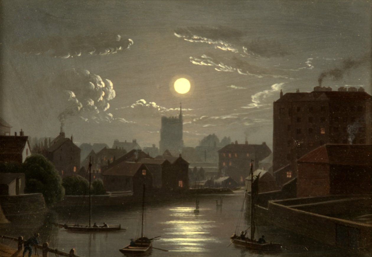 Bristol – Holdfény jelenet (olaj, réz) alkotó: W. Crambrook